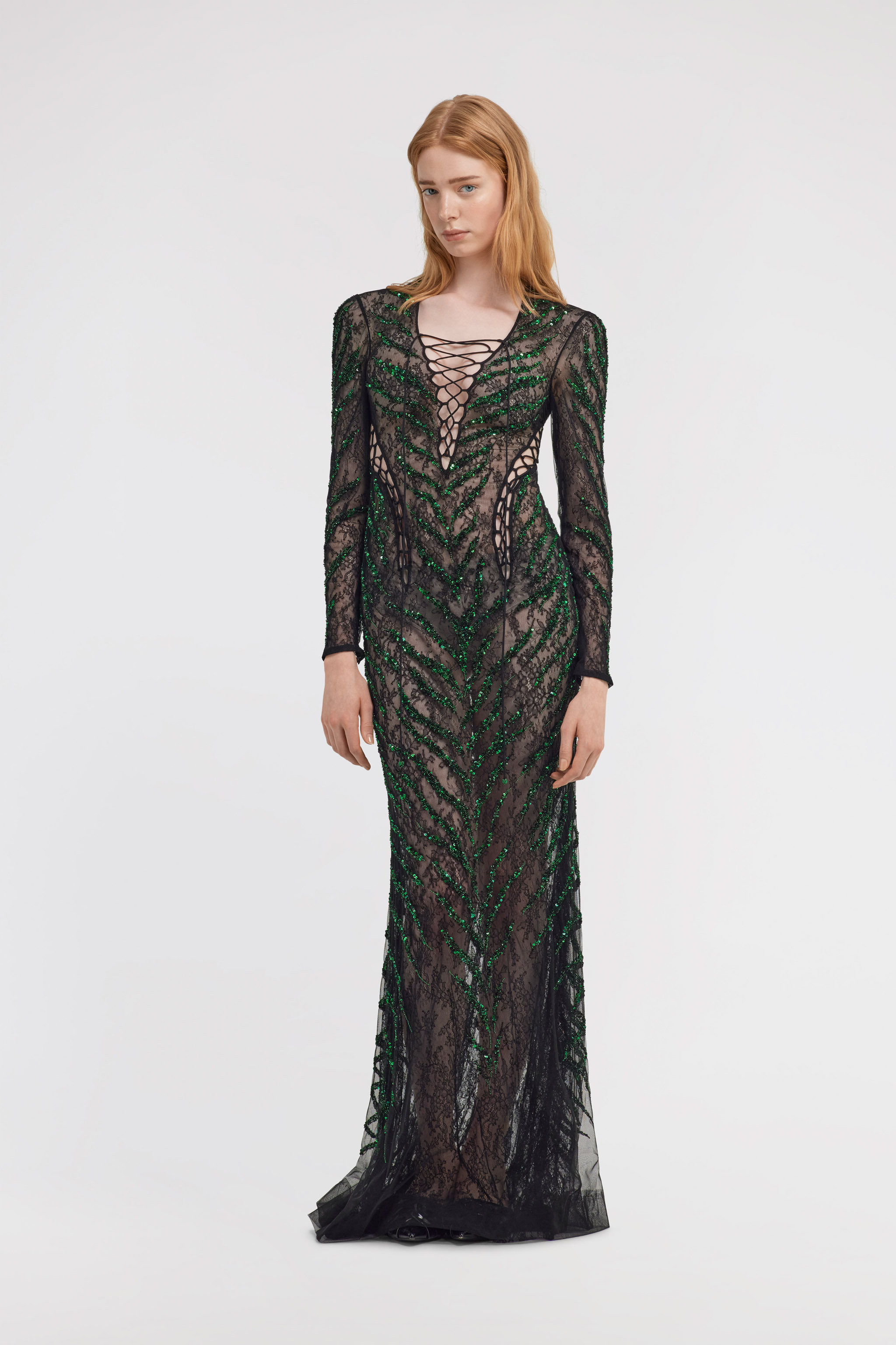 Roberto Cavalli Lace Maxi Dress In Black