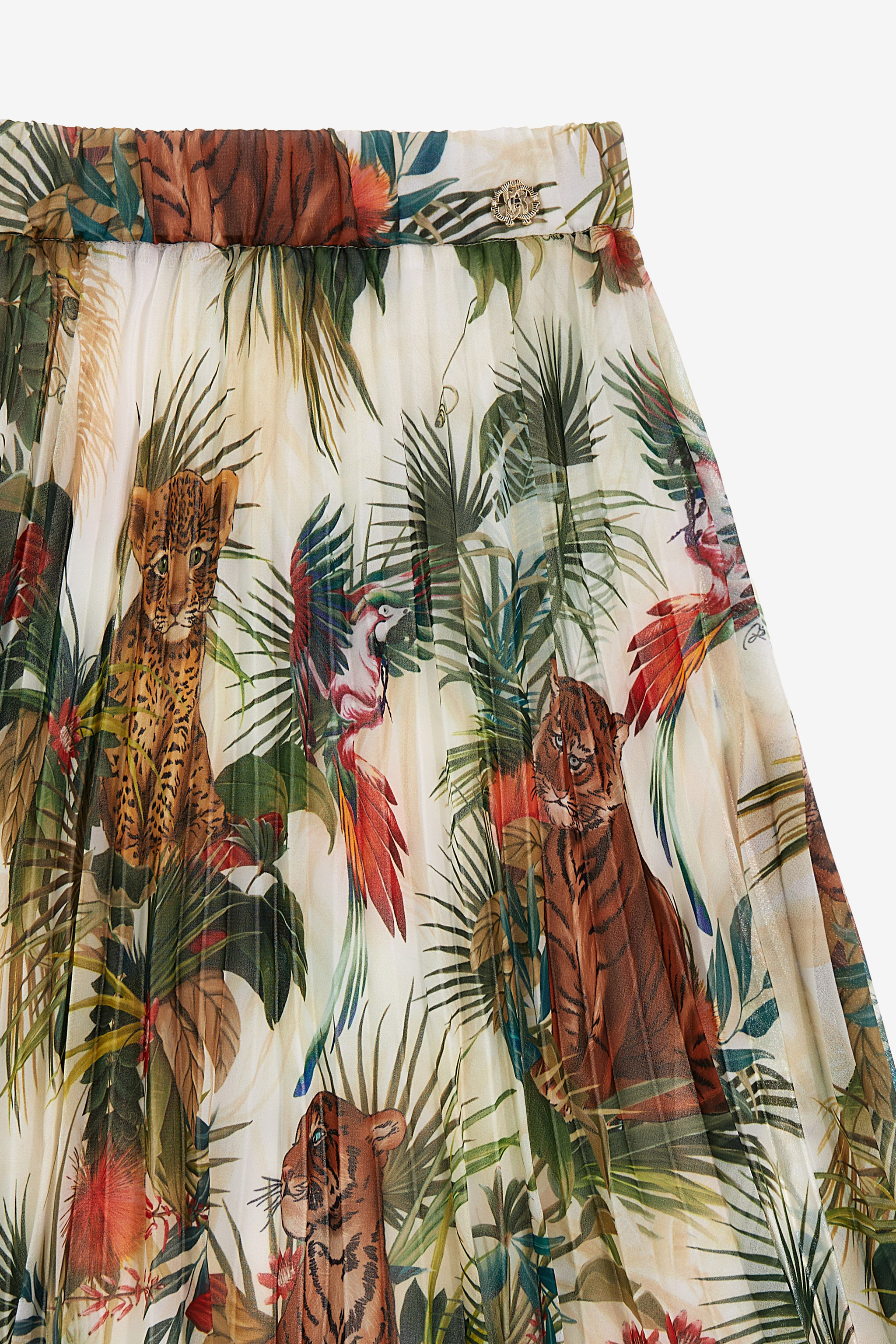 Roberto Cavalli Midi Skirt Jungle Print In Green