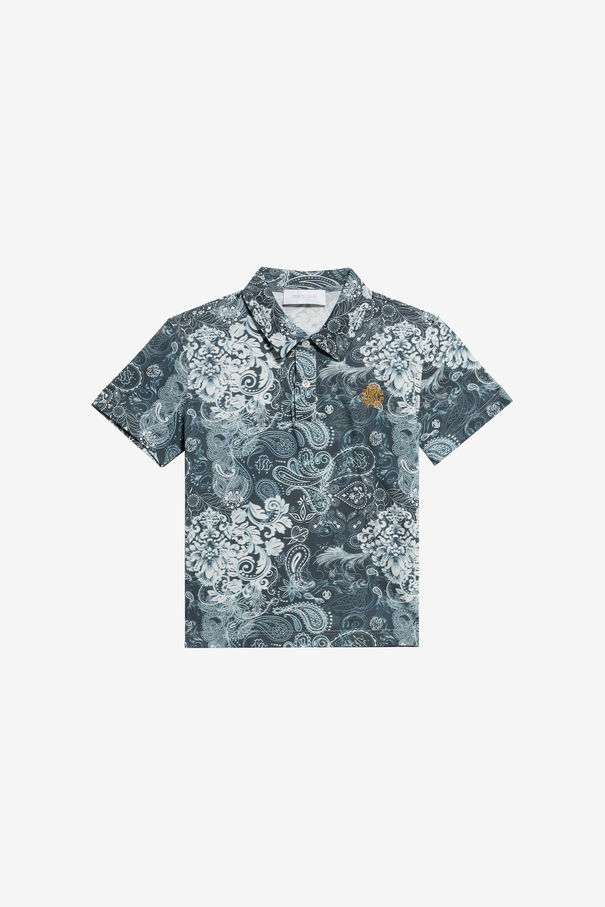 Roberto Cavalli Boys Blue Paisley Print Polo - Ready To Wear