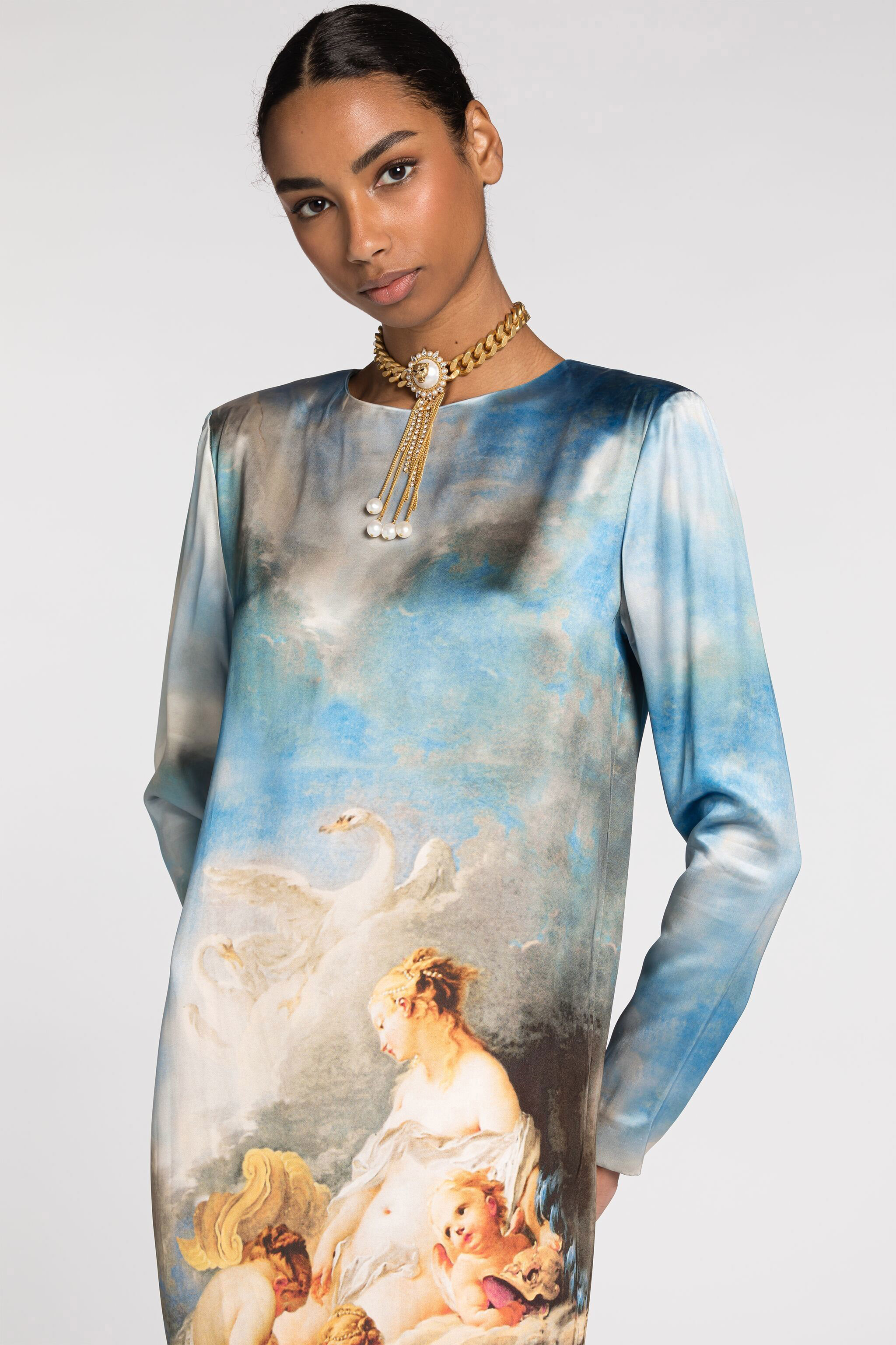 ROBERTO CAVALLI KLEID MIT MALEREI-PRINT