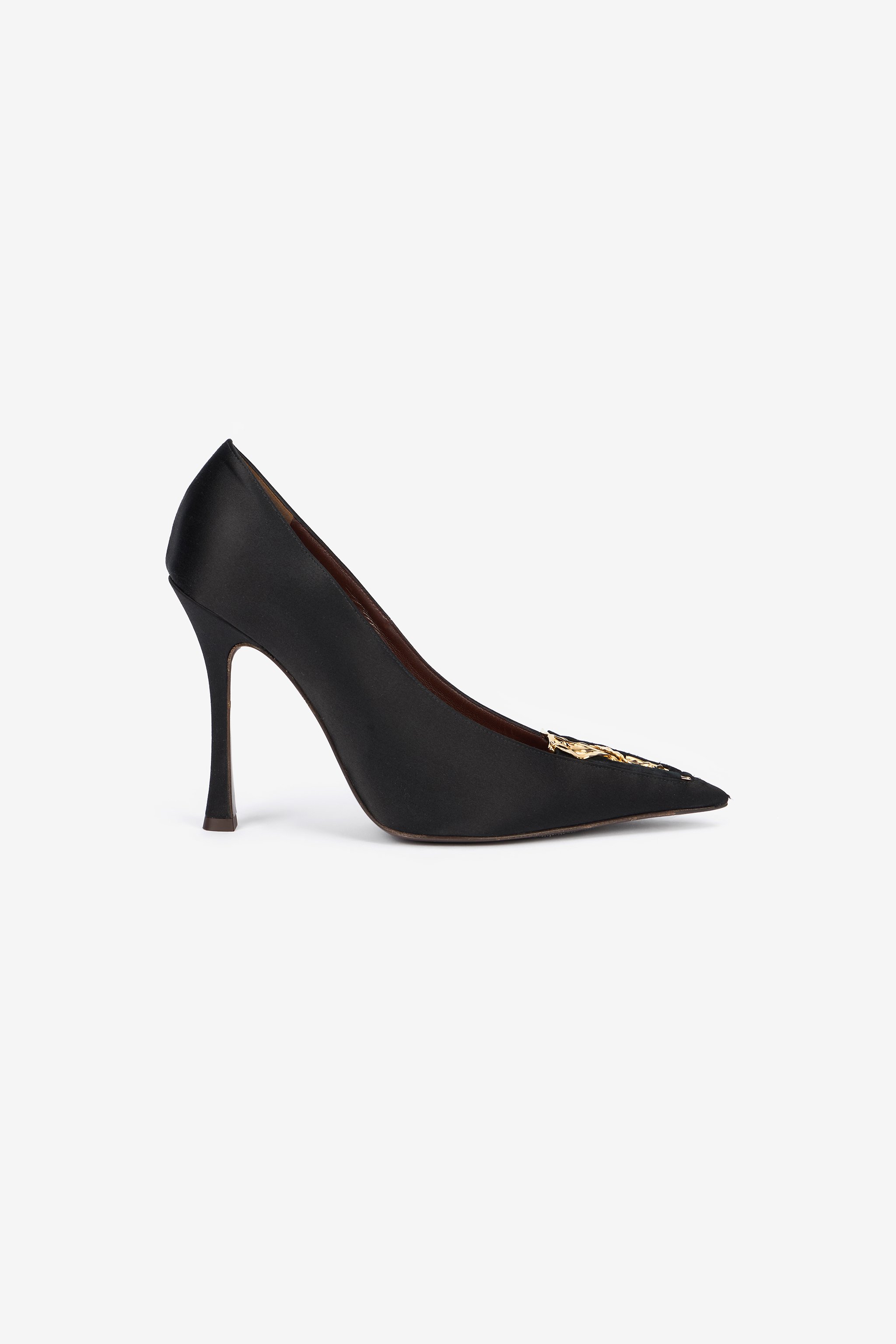 Roberto Cavalli Black Pumps With Leaf Insert In Black