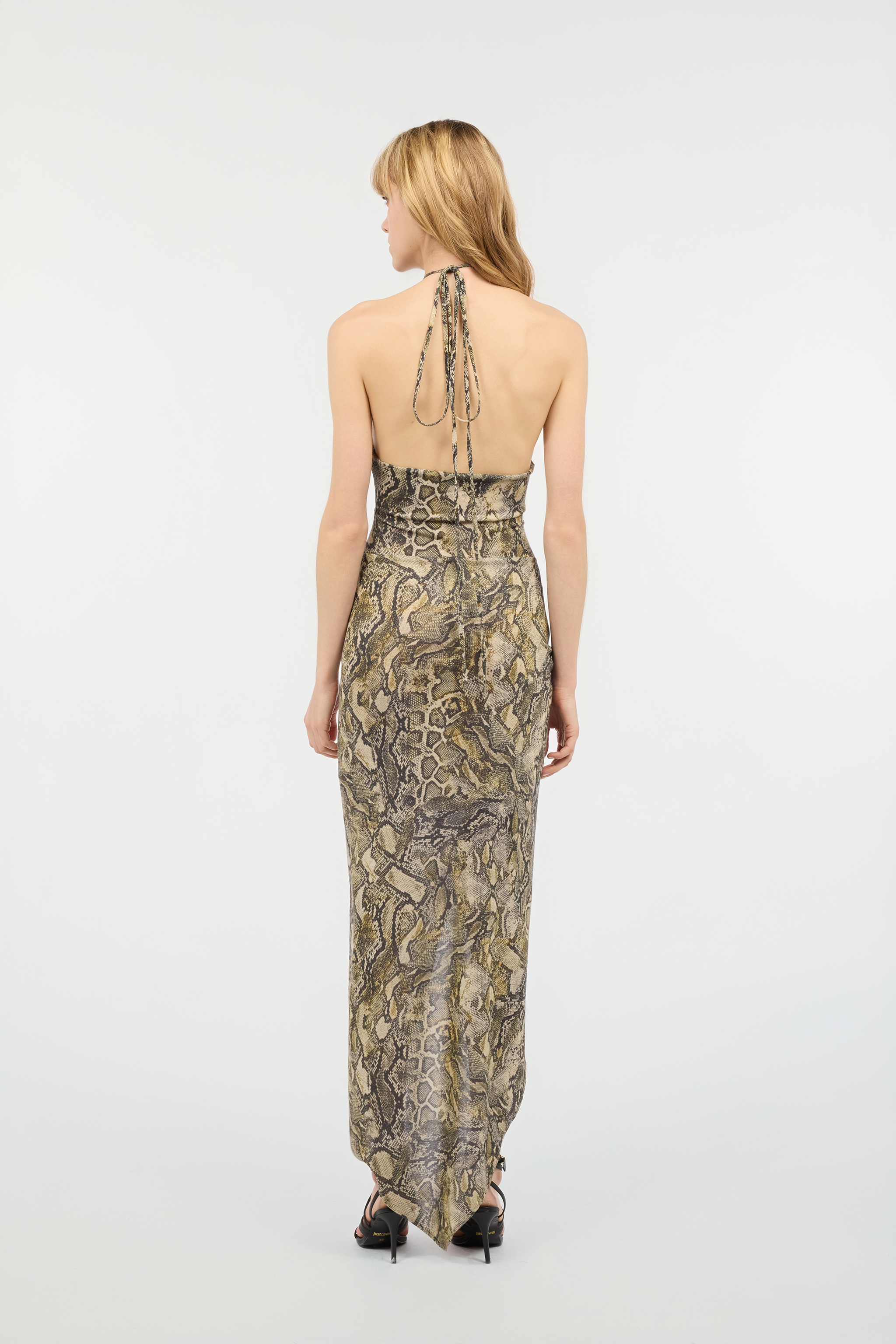  Roberto Cavalli Asymmetrical Dress With Python Print - Female Ready To Wear Light Brown 50 