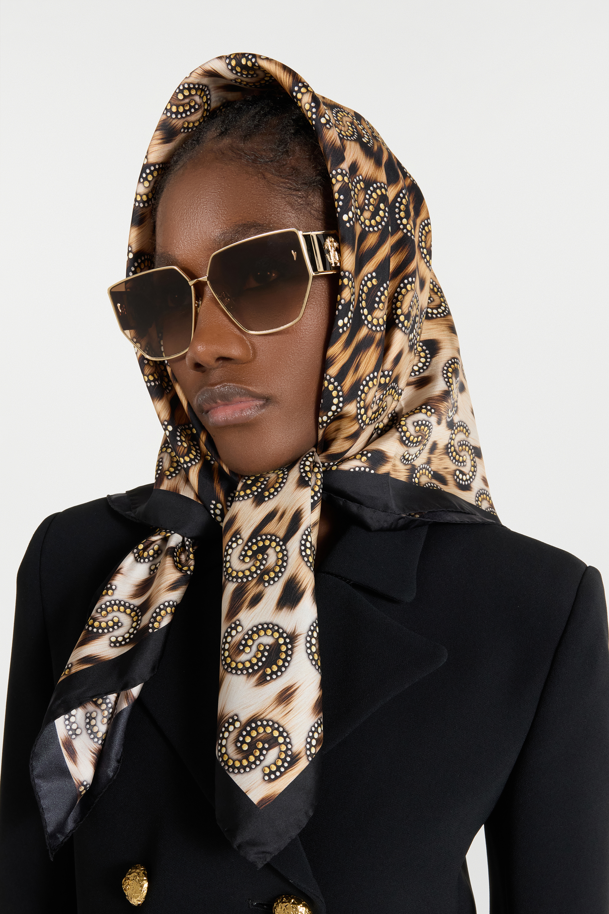 Roberto Cavalli Sunglasses With Wide Shape Front, Metal Fangs Embellishment In Shiny Total Rose Gol