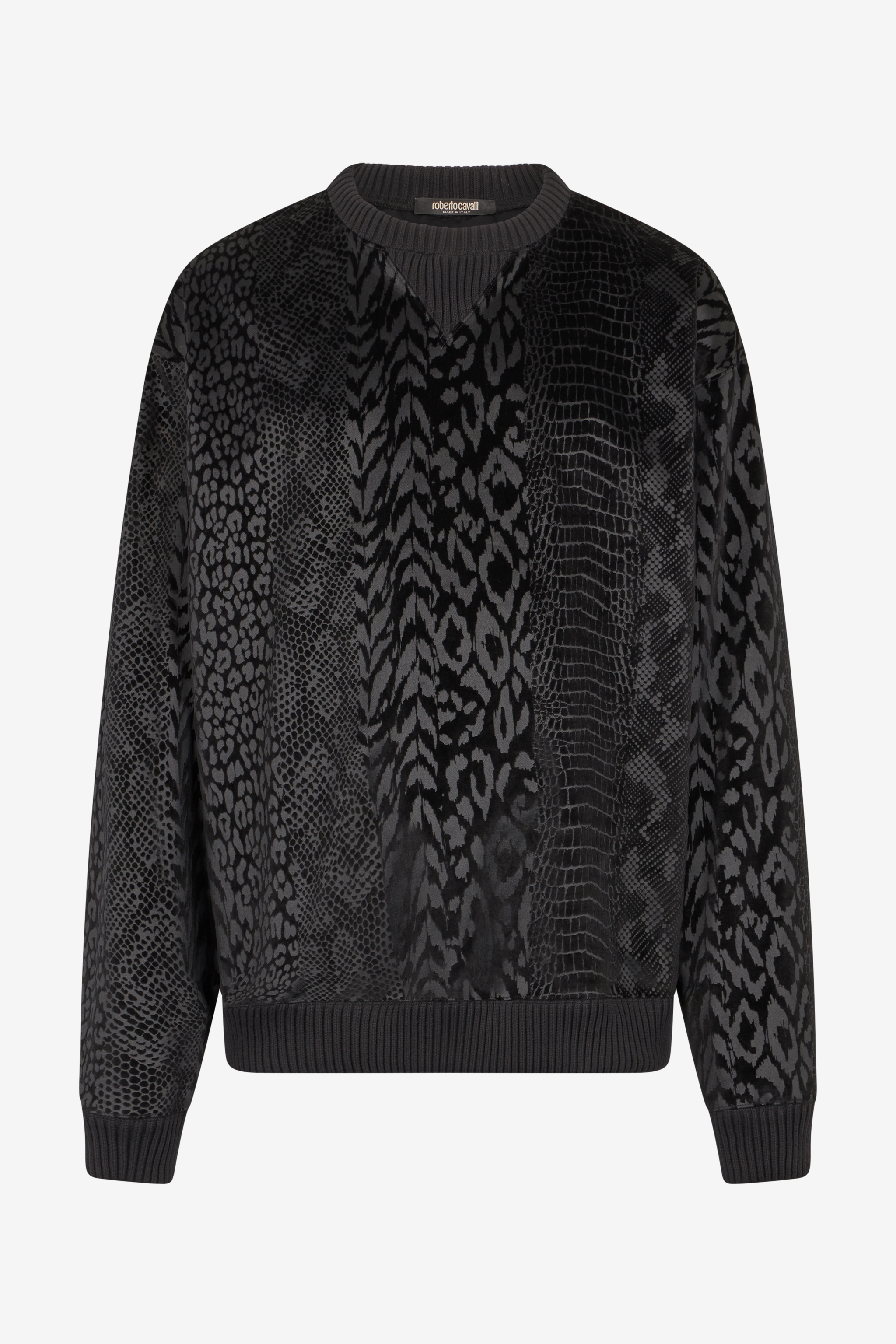 Roberto Cavalli , Sweatshirts, Male, Black, L, Animal-Patterned Wool Sweatshirt - Image 2