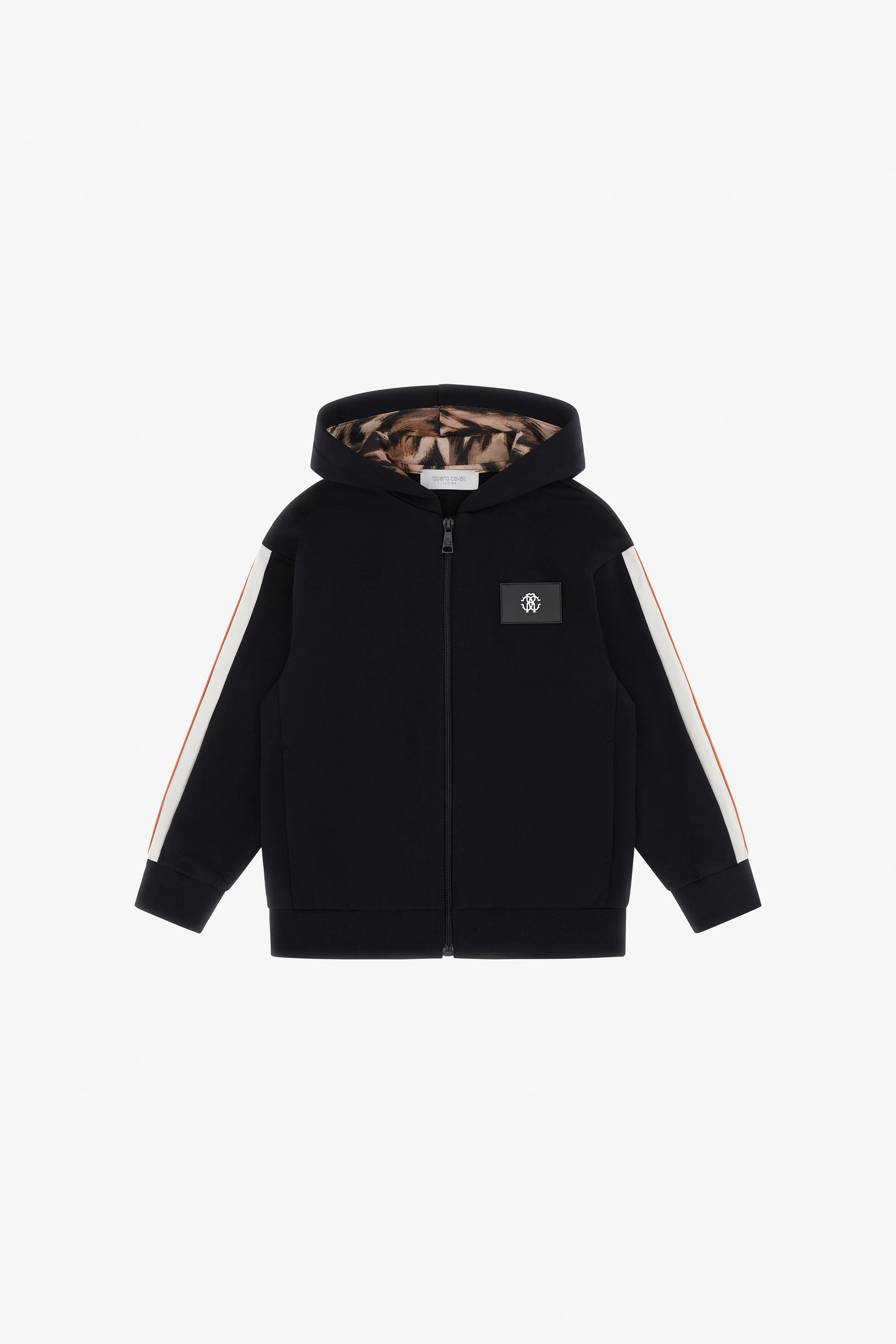 Roberto Cavalli Boys Black Zip-Up Hoodie With Monogram Rc Patch - Ready To Wear - Image 1