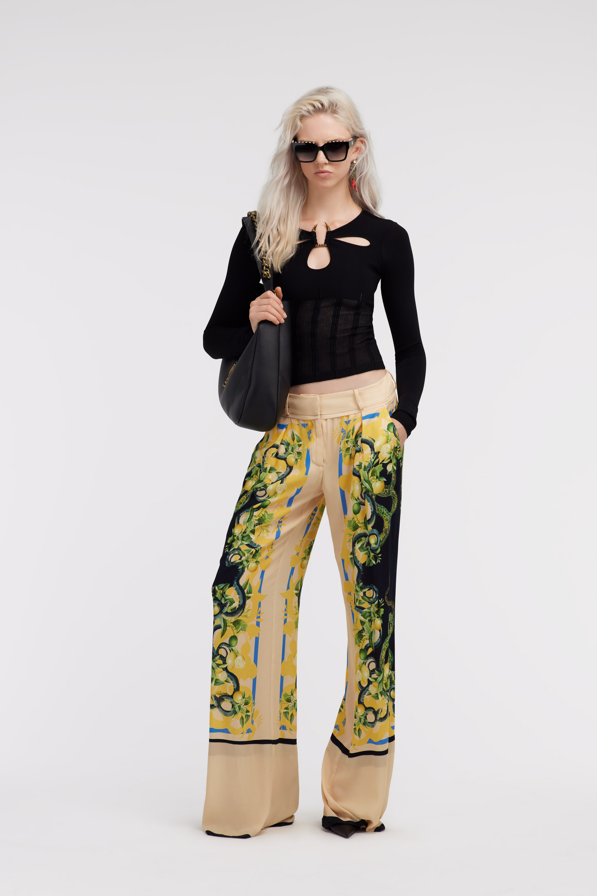 Roberto Cavalli Cut-out Knit Top In Black