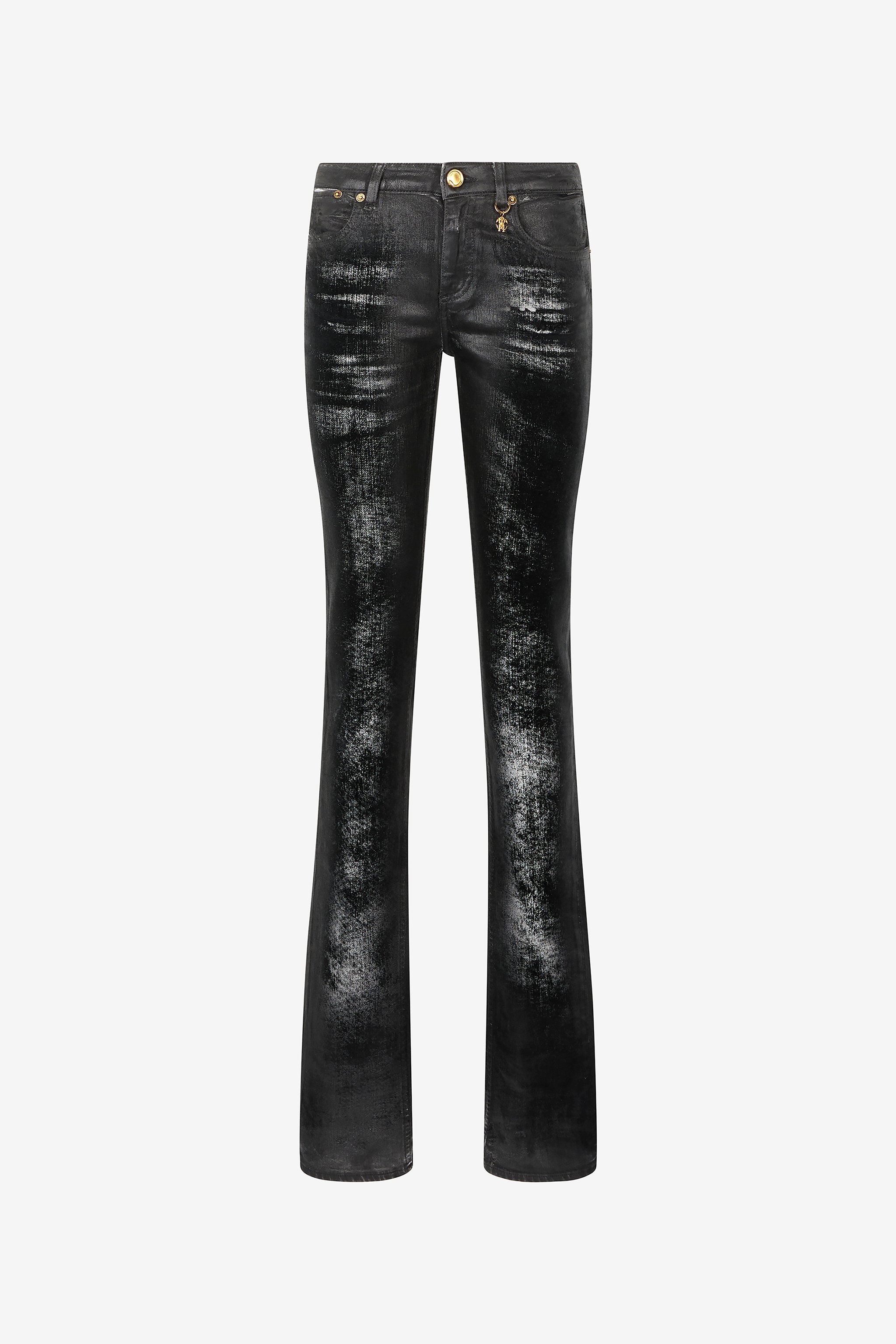 Roberto Cavalli Distressed Flared Jeans In Black