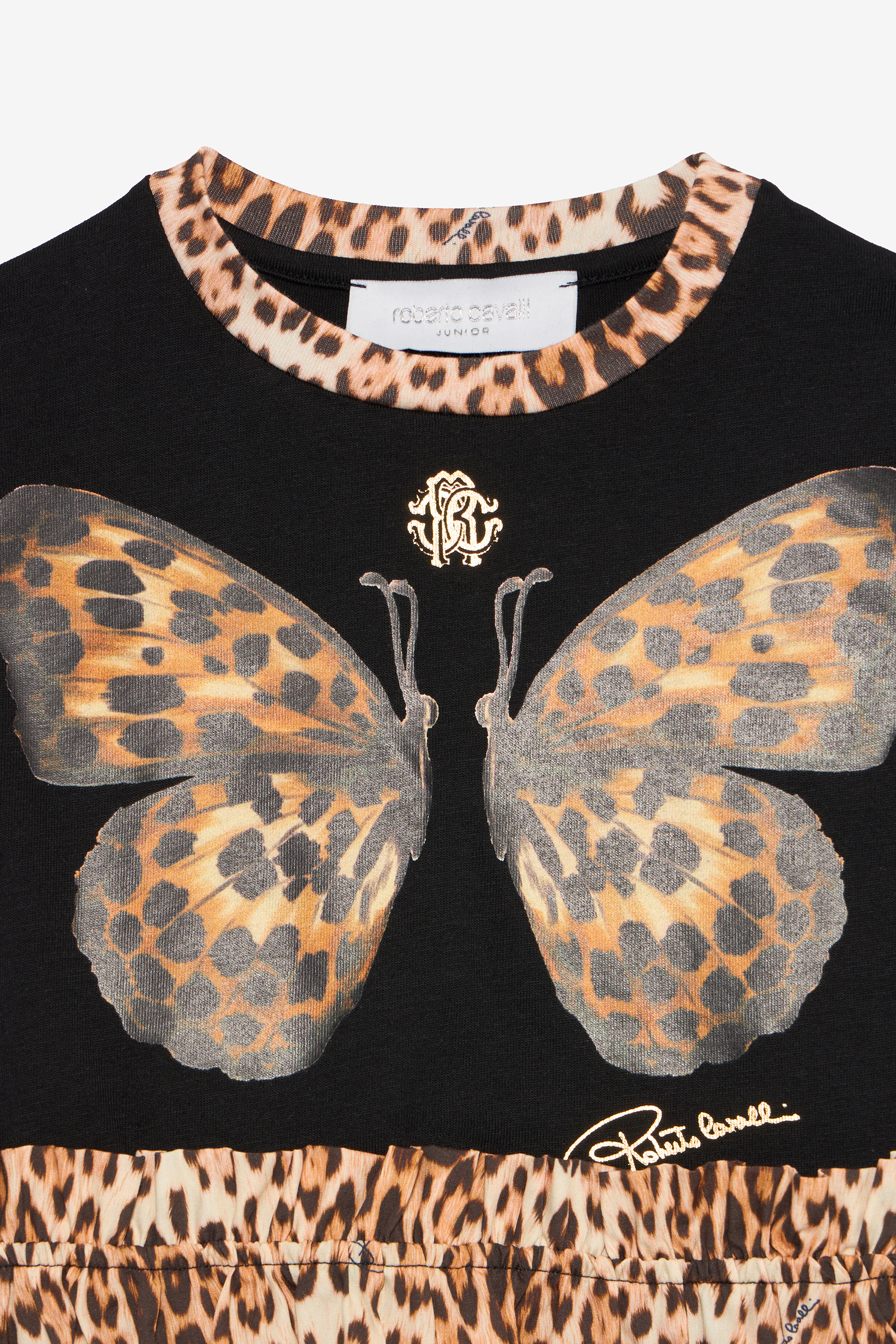 Black Dress with Jaguar Skin and Butterfly Inserts
