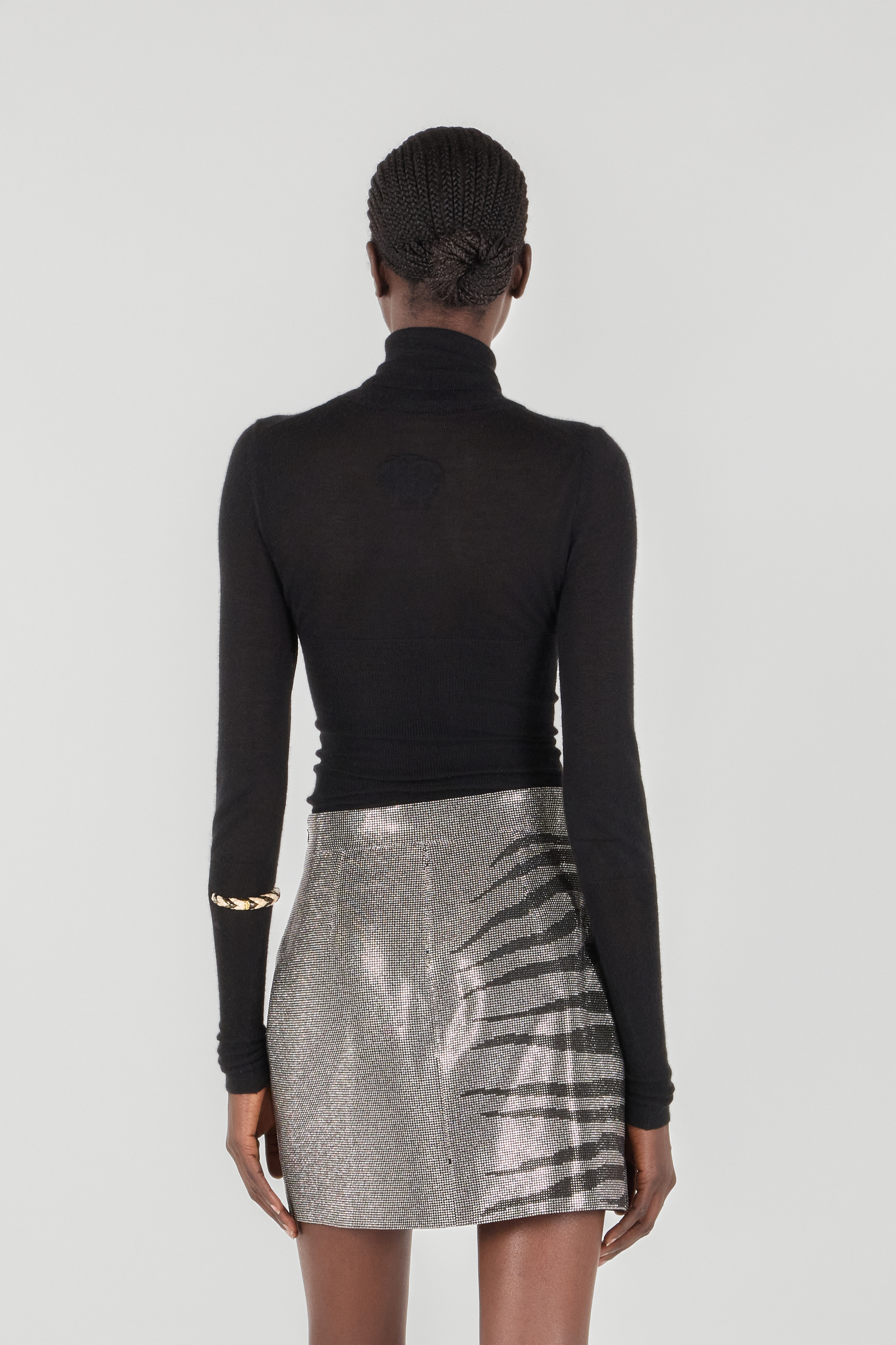 Roberto Cavalli Rollkragenpullover Aus Woll-seiden-mischgewebe In Black