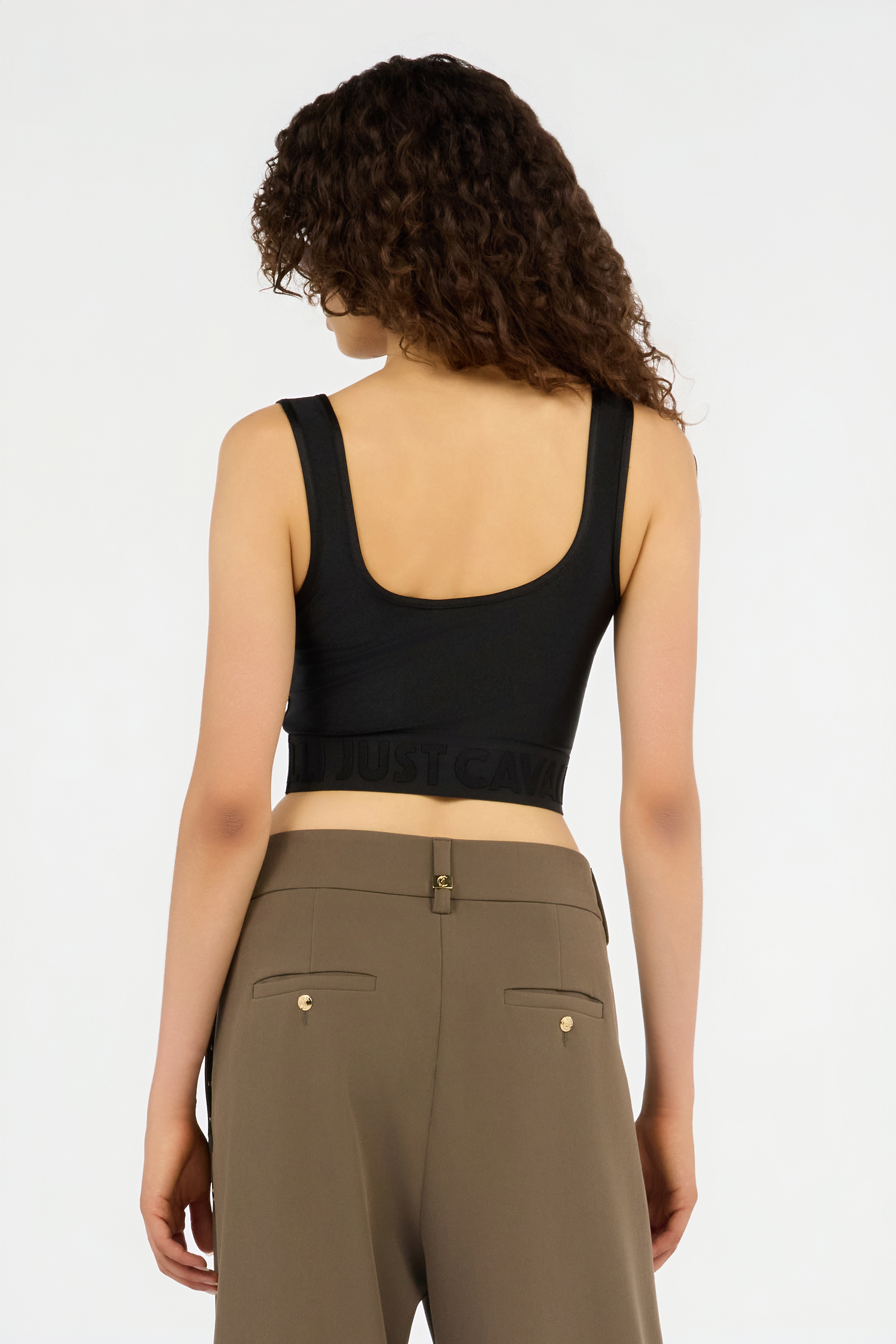 Black Crop Top with Logo Band