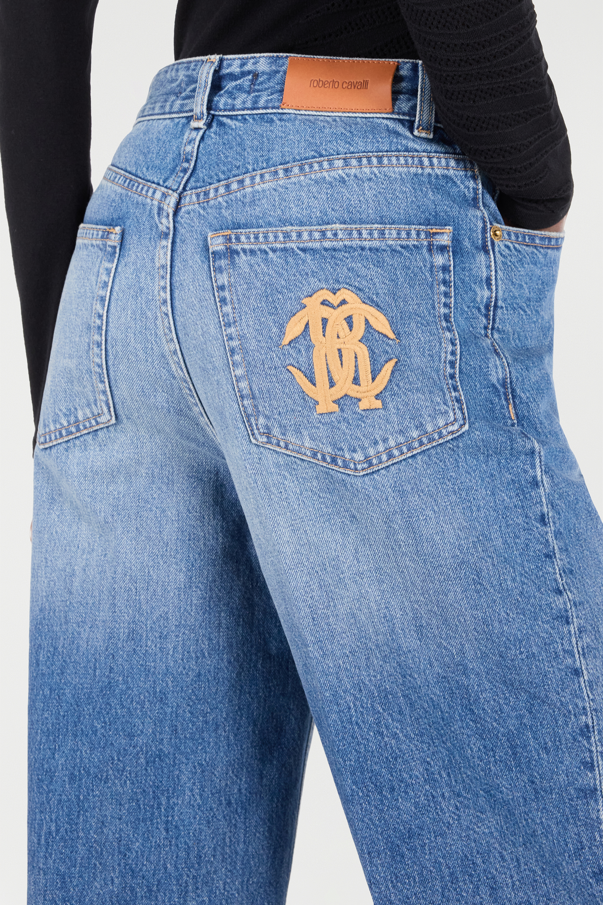 Jeans With Mirror Snake Monogram
