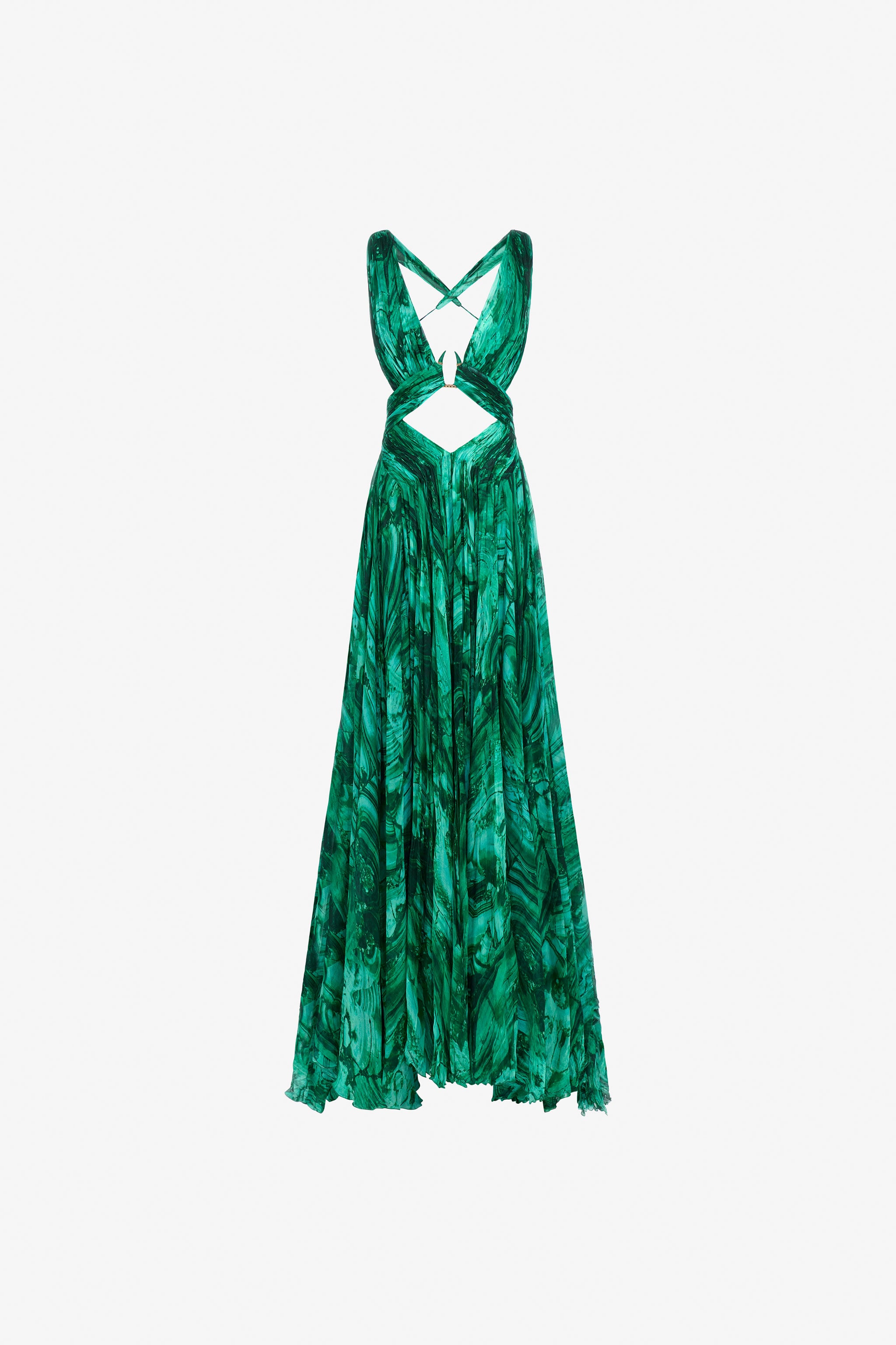 Malachite Print Profumo Dress in Green for Women | Roberto Cavalli®