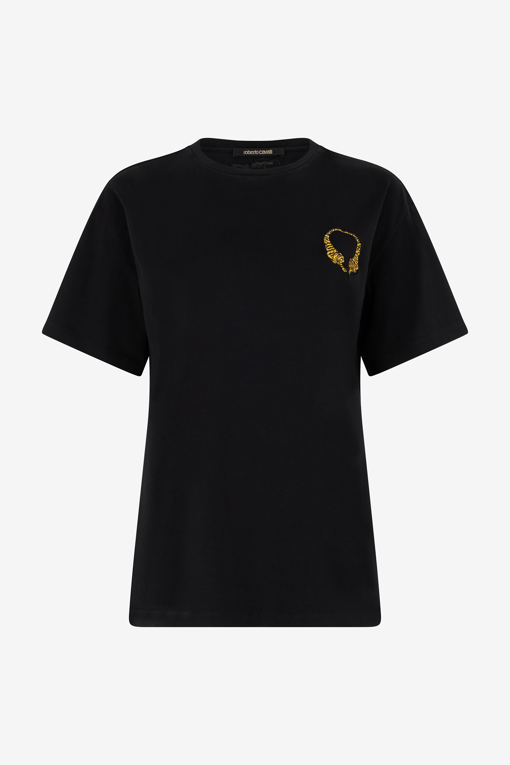 Roberto Cavalli Women's Black Cotton T-Shirt With Tigers - T-Shirts