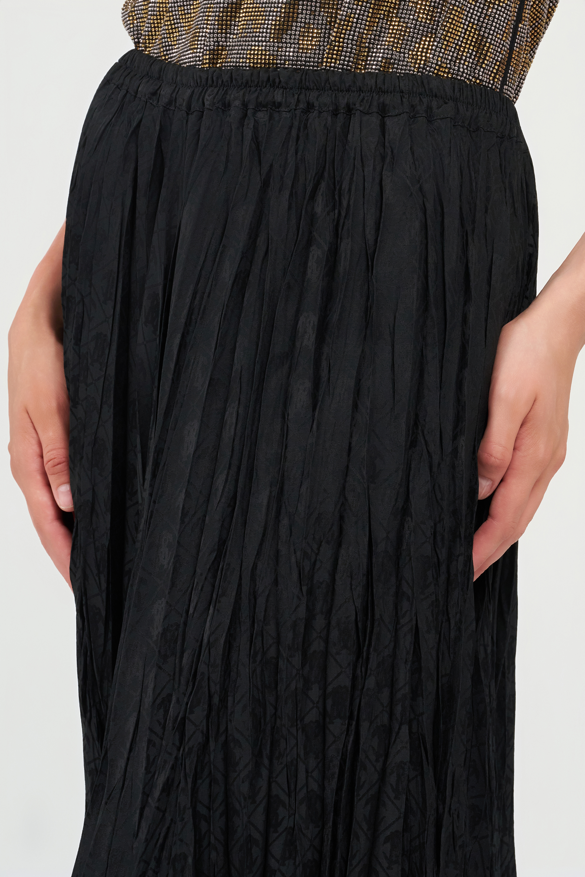 Silk Midi Skirt with Monogram RC