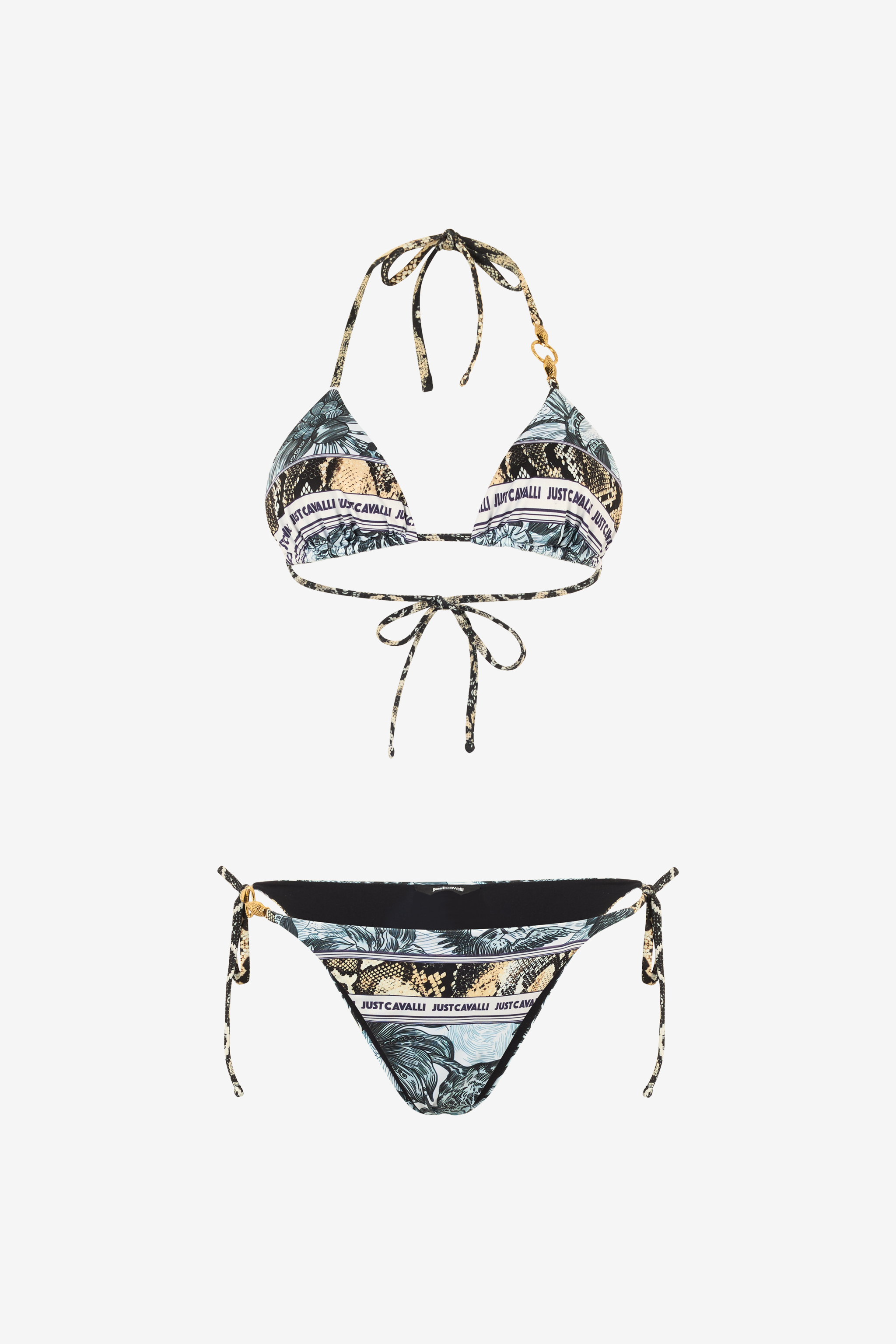 Roberto Cavalli All-over Print Bikini In Light Blue