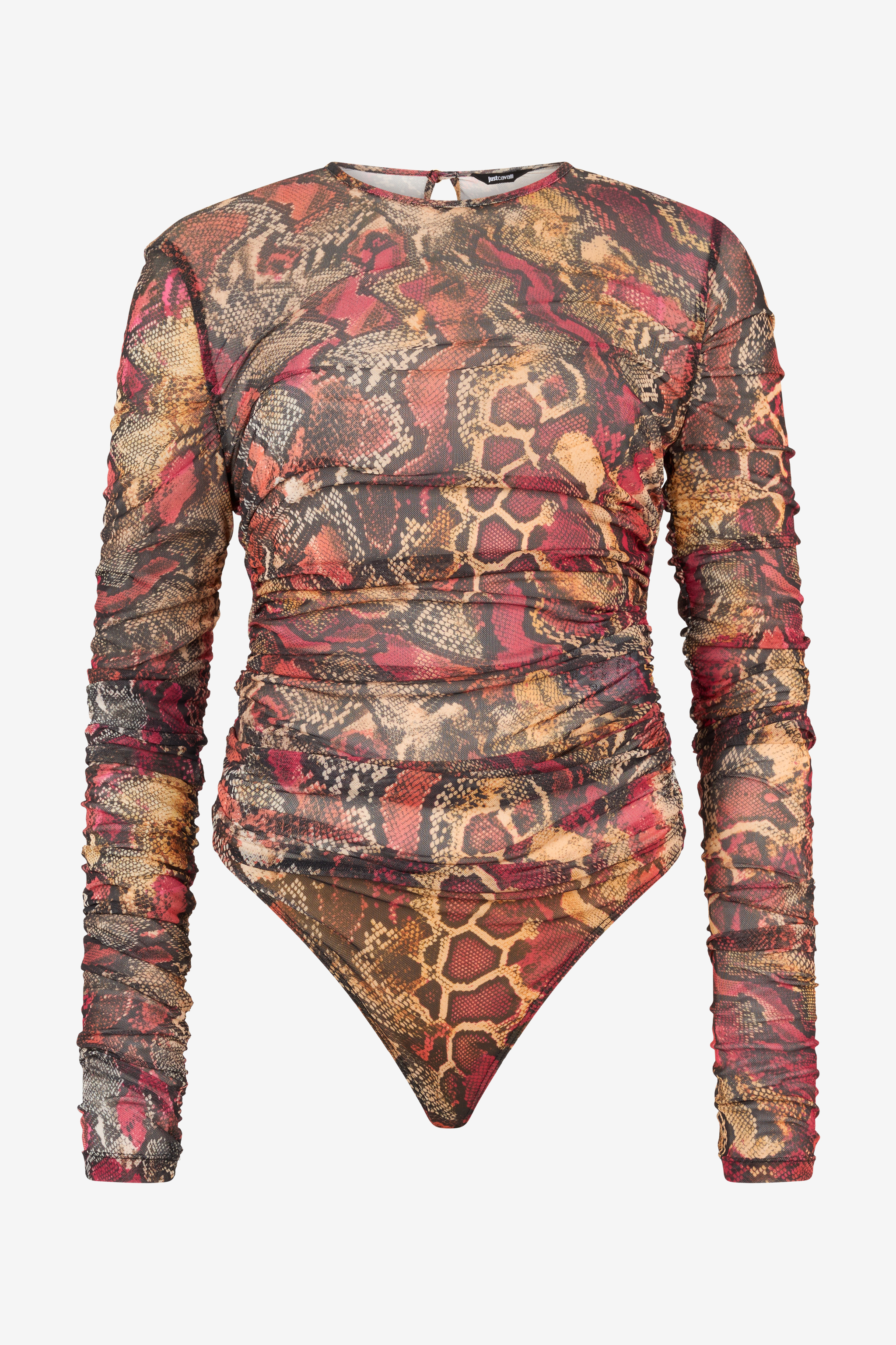 Roberto Cavalli Python Print Knit Top In Red