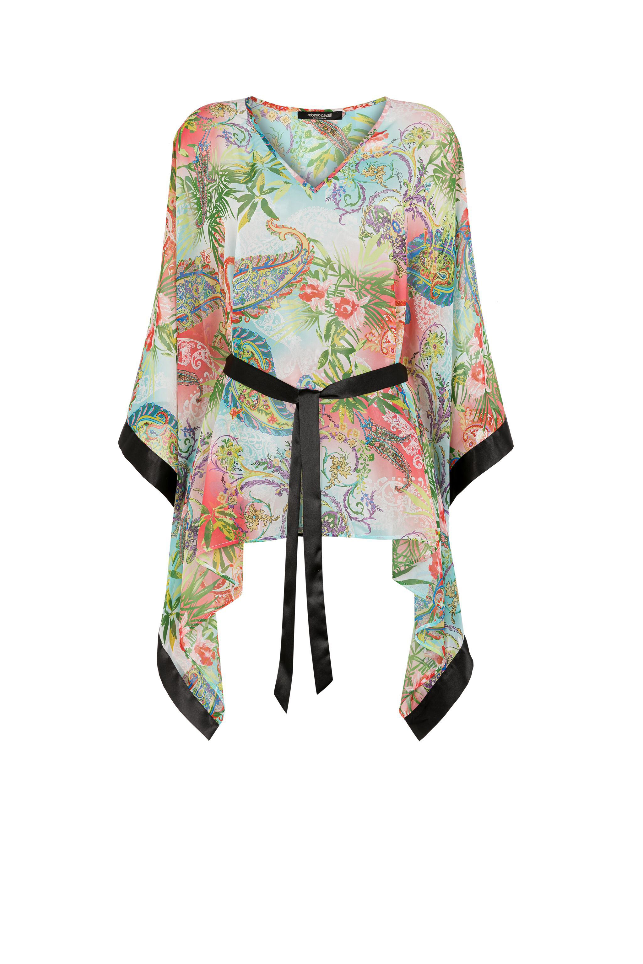 Shop Roberto Cavalli Botanical-print Kaftan Dress In Multicolor