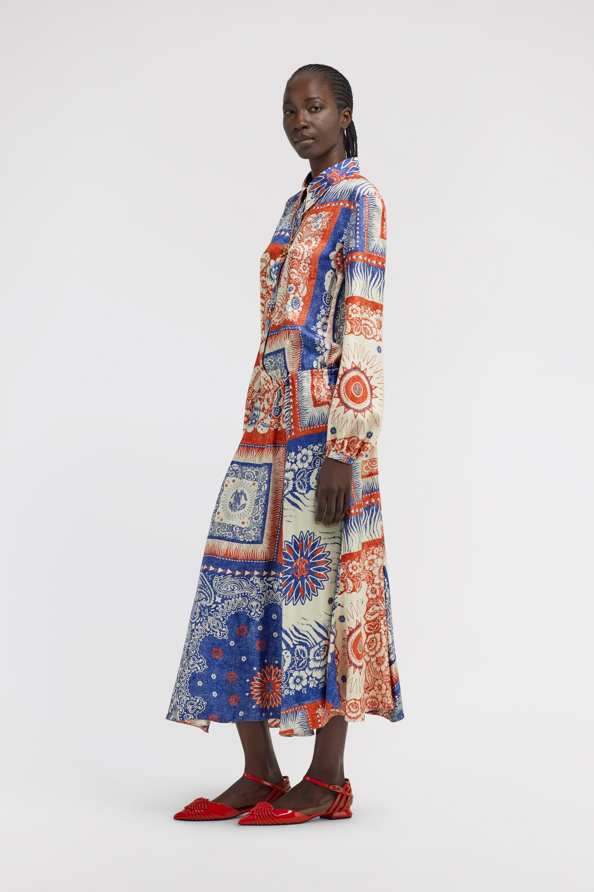 Shop Roberto Cavalli Bandana Print Maxikleid In Blue