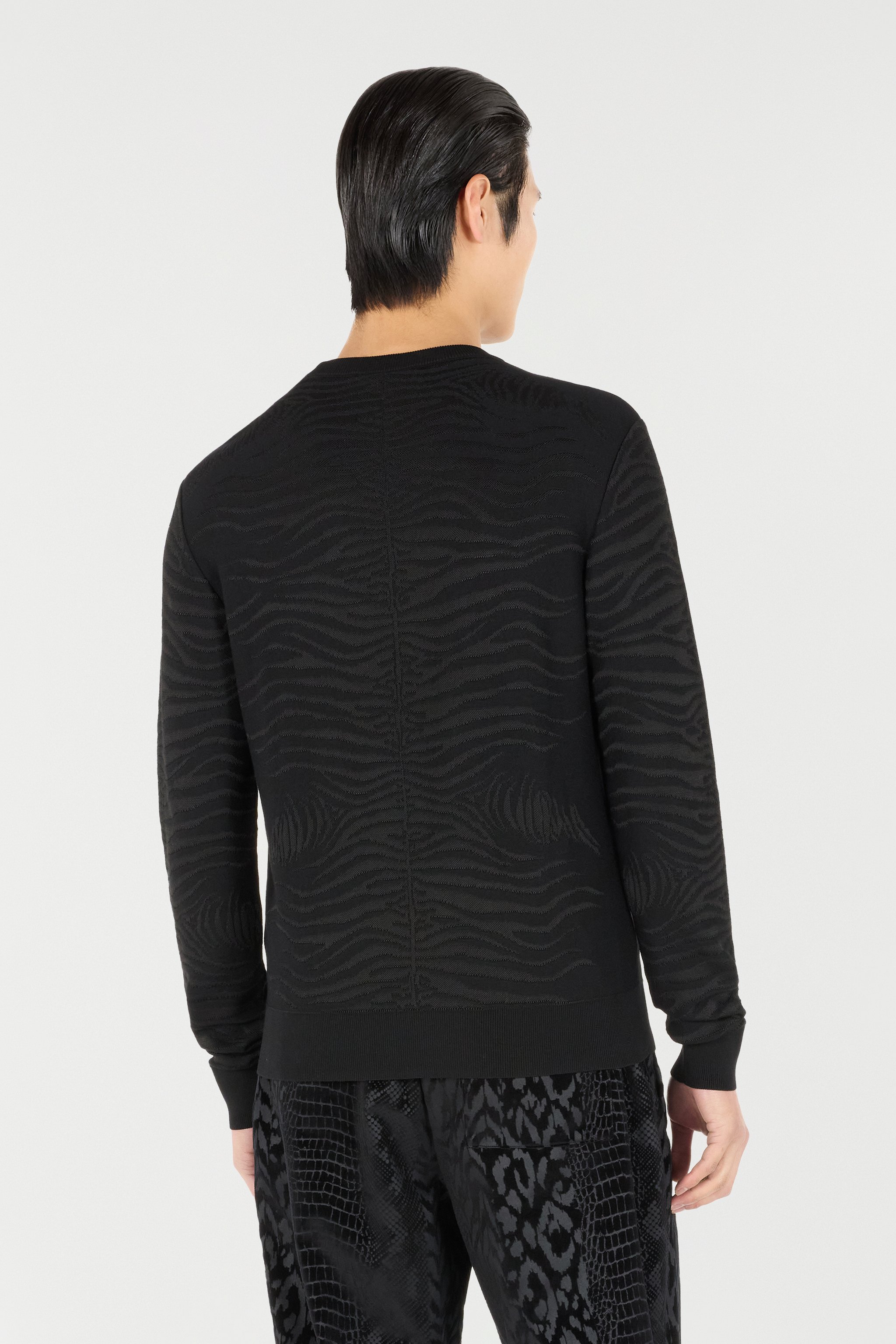Roberto Cavalli Sweater With Zebra Pattern In Black
