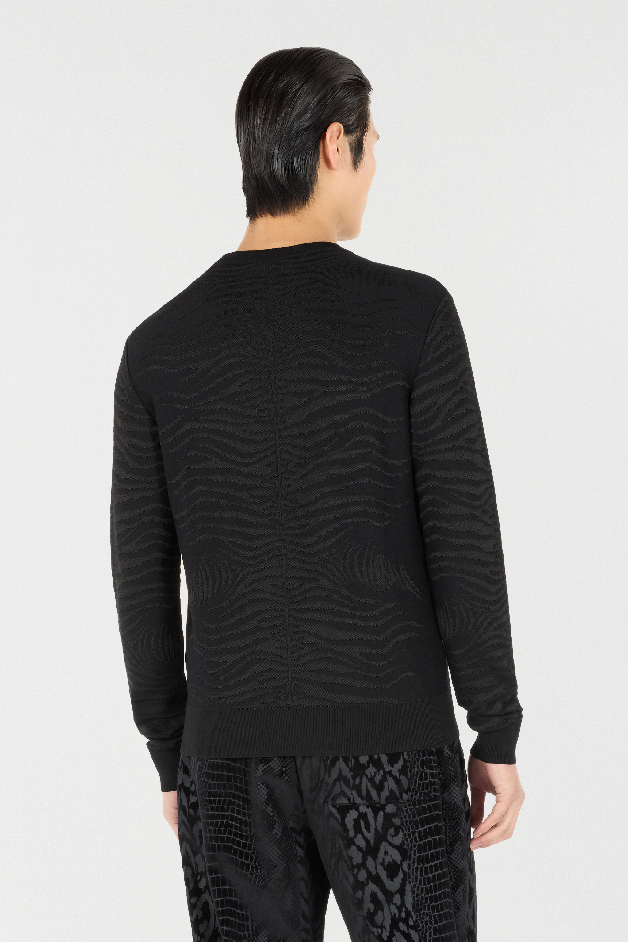 Roberto Cavalli Sweater With Zebra Pattern In Black