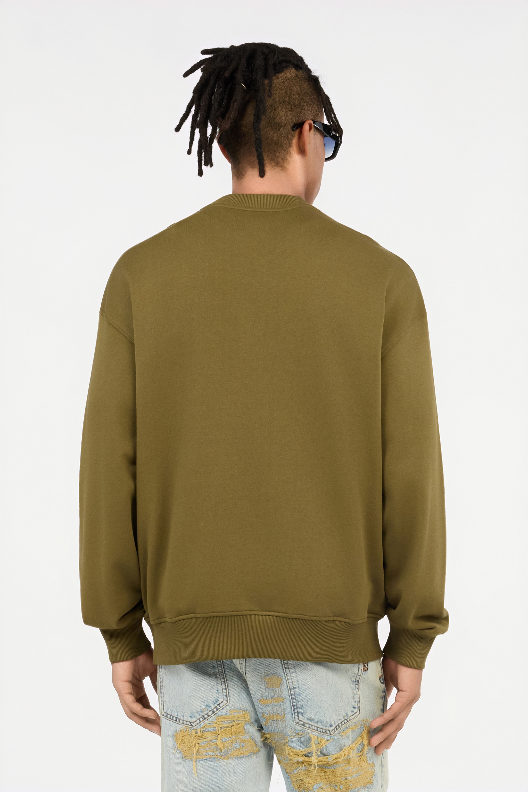 Military Green Sweatshirt With Logo Patch