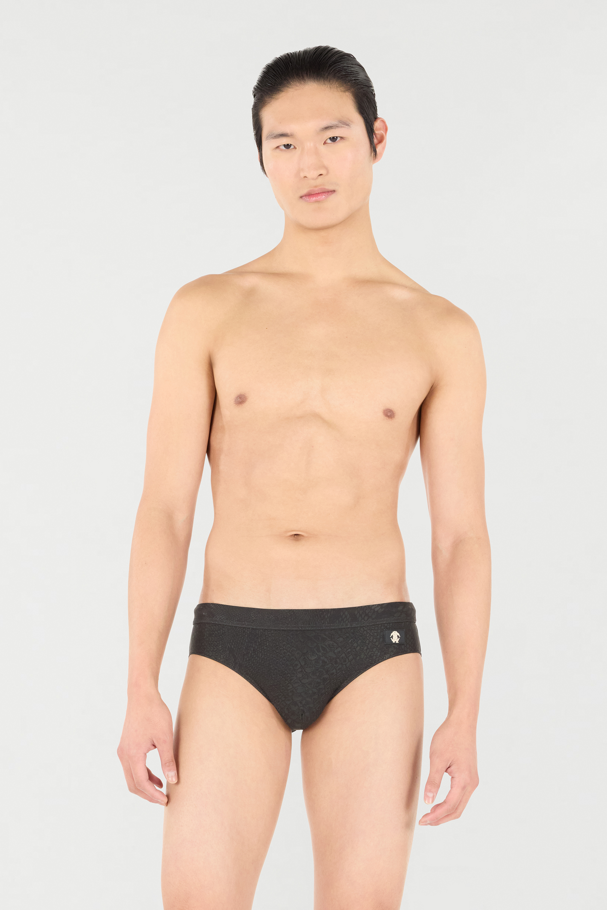 Roberto Cavalli Python-print Swim Briefs In Black