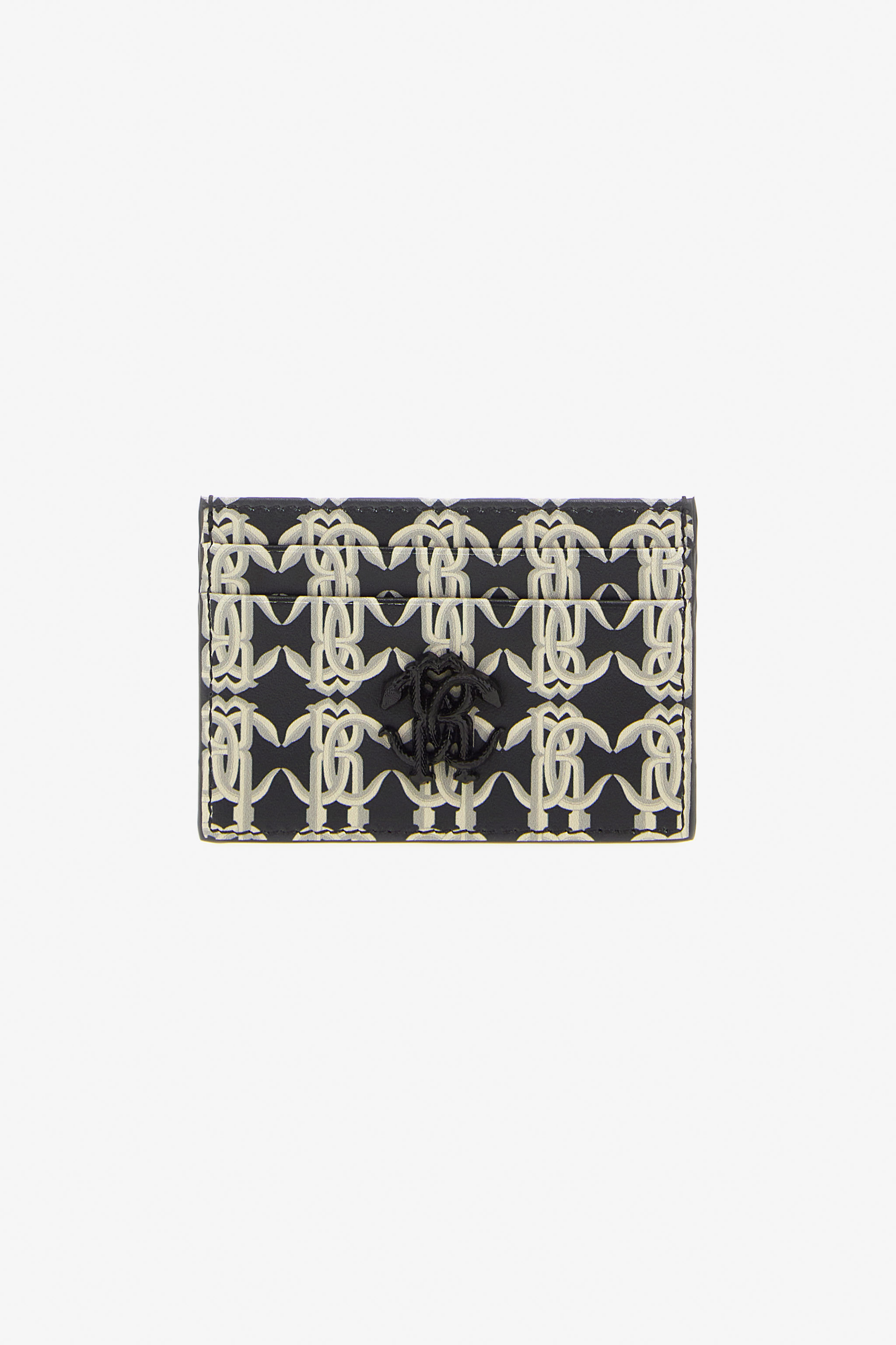 Roberto Cavalli Cardholder With Monogram Rc In Black/white