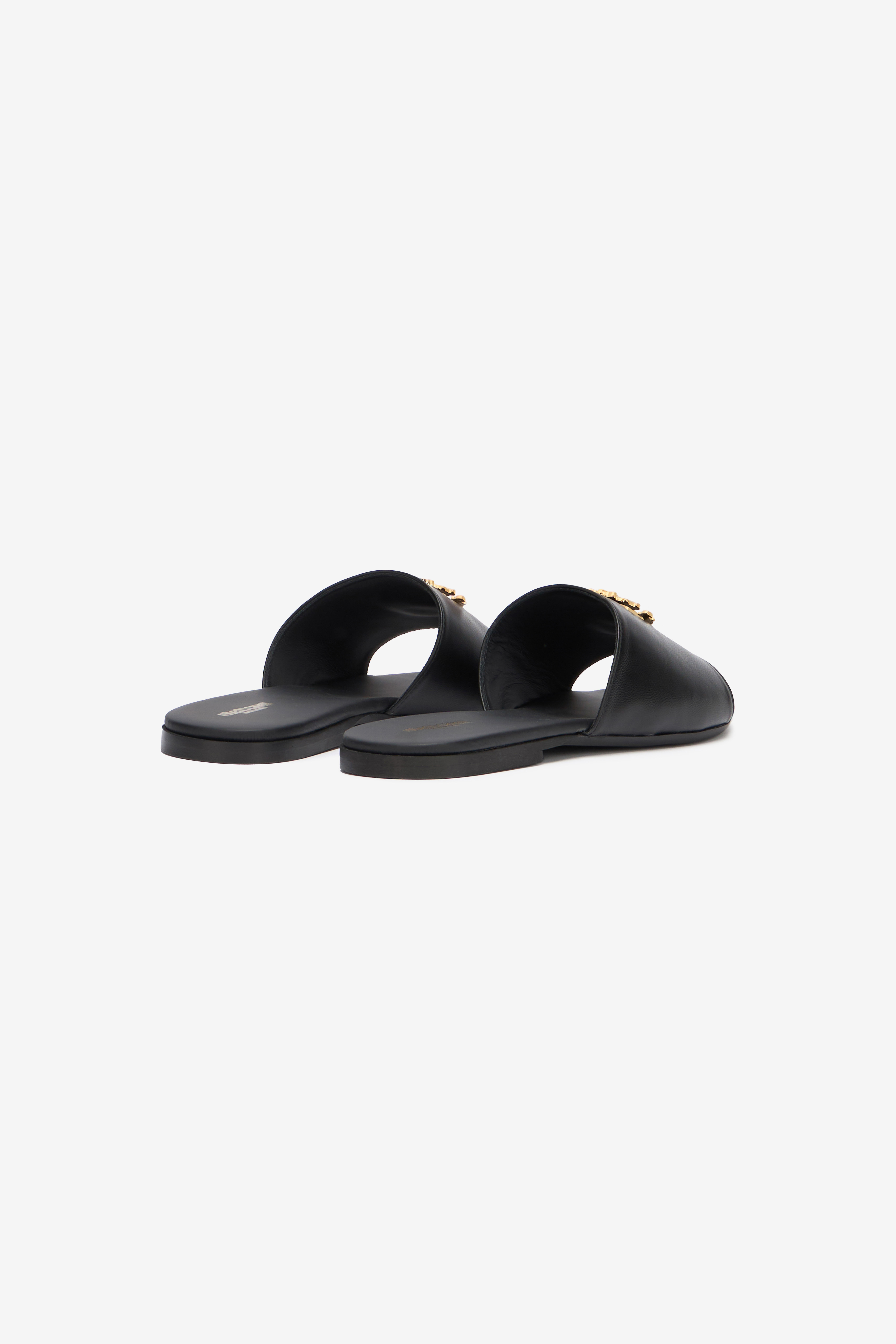 Roberto Cavalli Black Sandal With Monogram Rc In Black