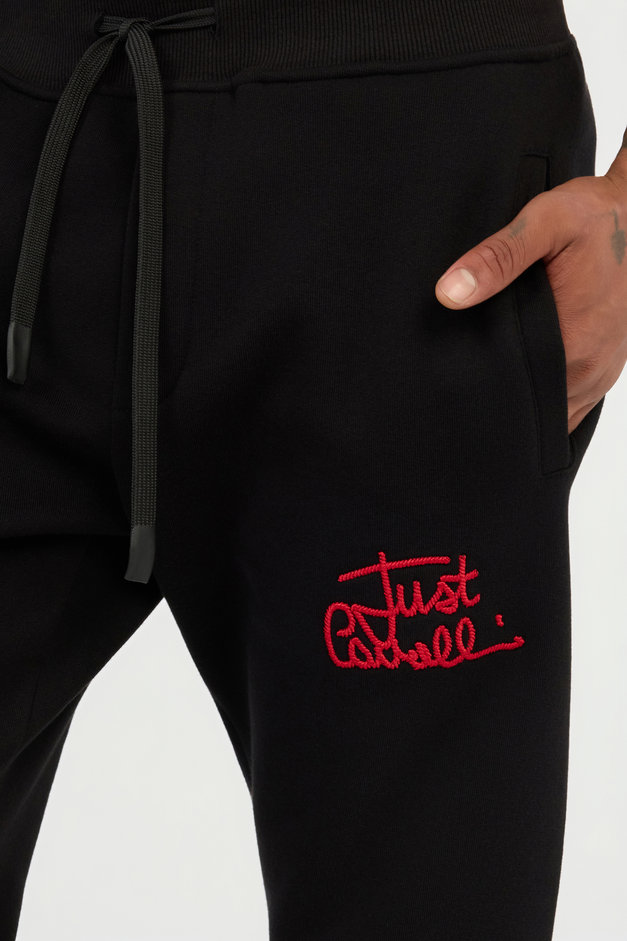 Black Trousers Joggers With Embroidered Logo