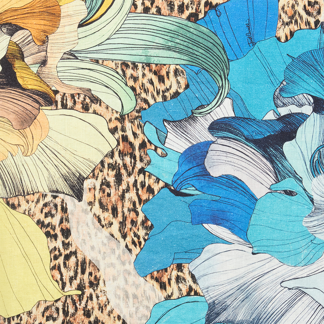 Shirt With Floral And Jaguar Skin Print