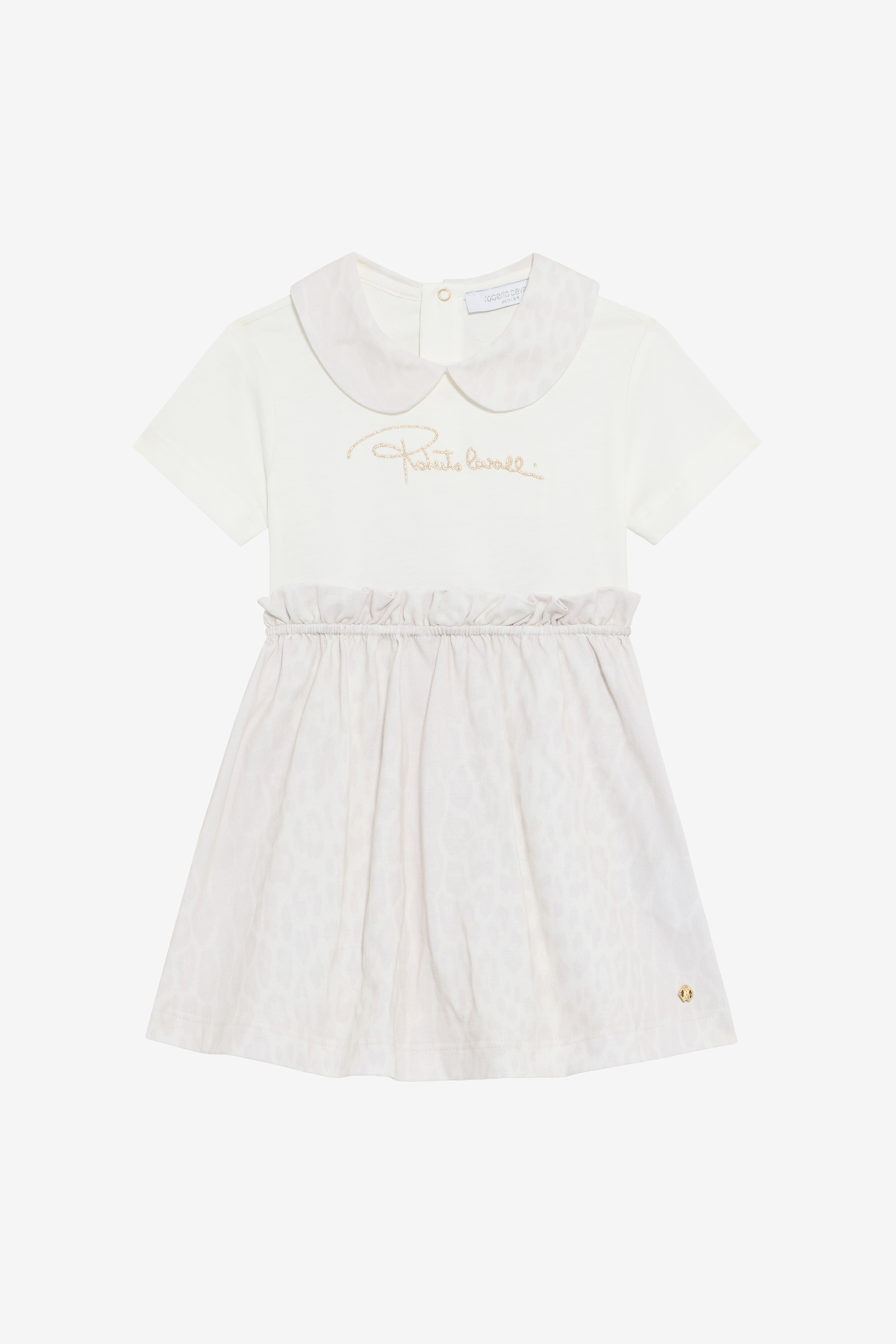 Roberto Cavalli Girls White Elegant Cotton Dress - Dresses Milky /Avory