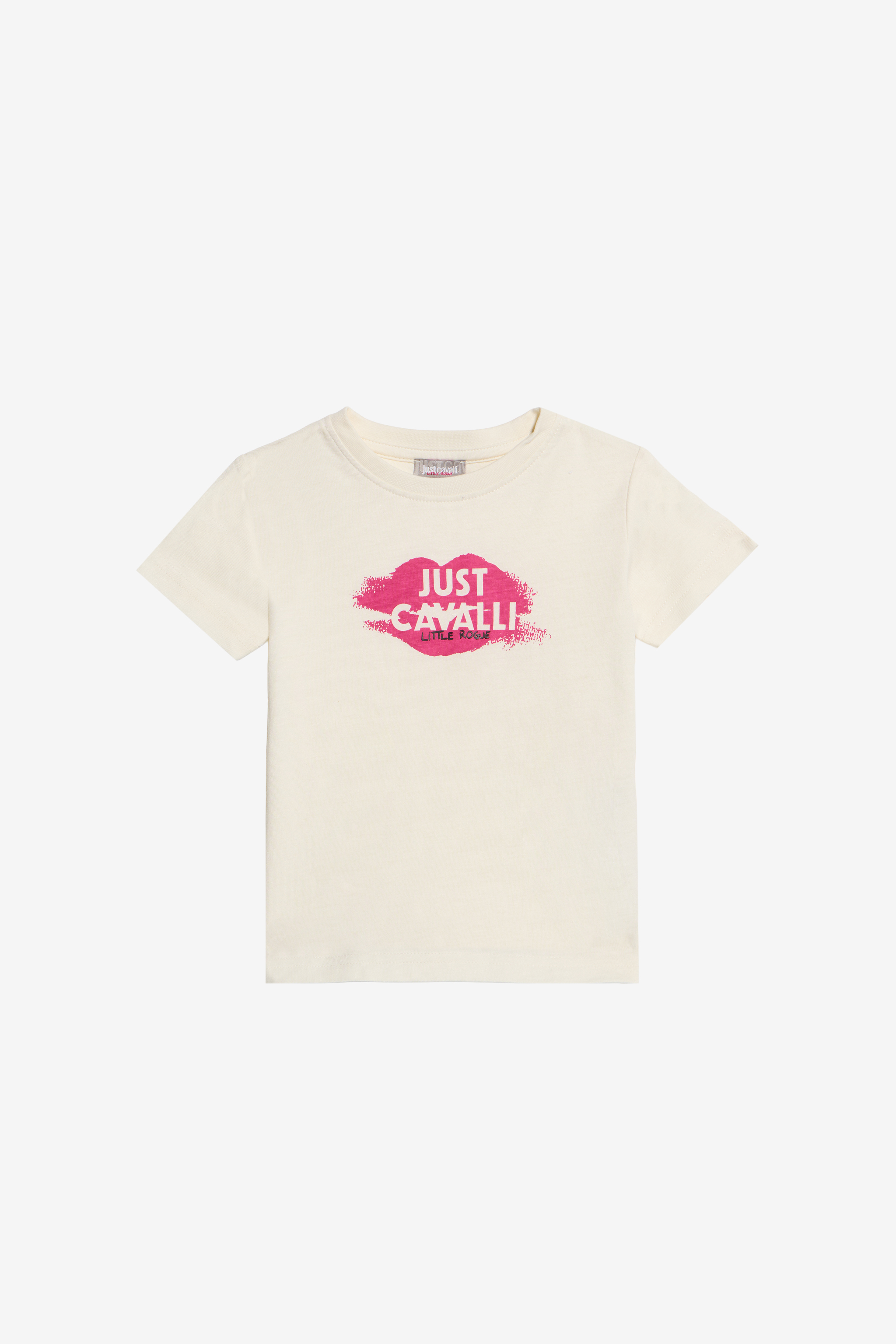 Roberto Cavalli Girls Ivory T-Shirt With Print And Logo - T-Shirts Pristine