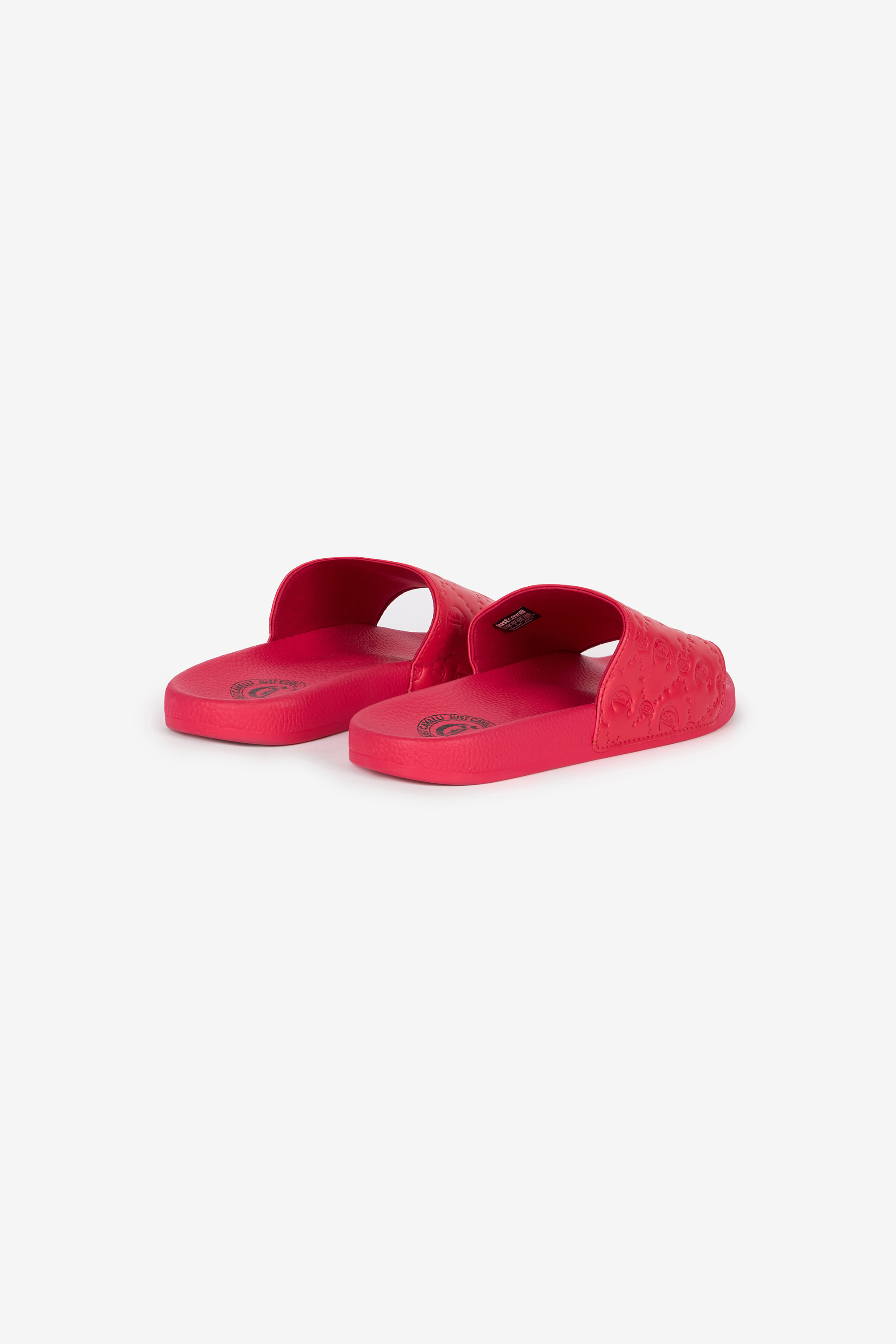  Roberto Cavalli Sliders With Diamond Pattern And Jc Monogram - Female Shoes Fuchsia 37 