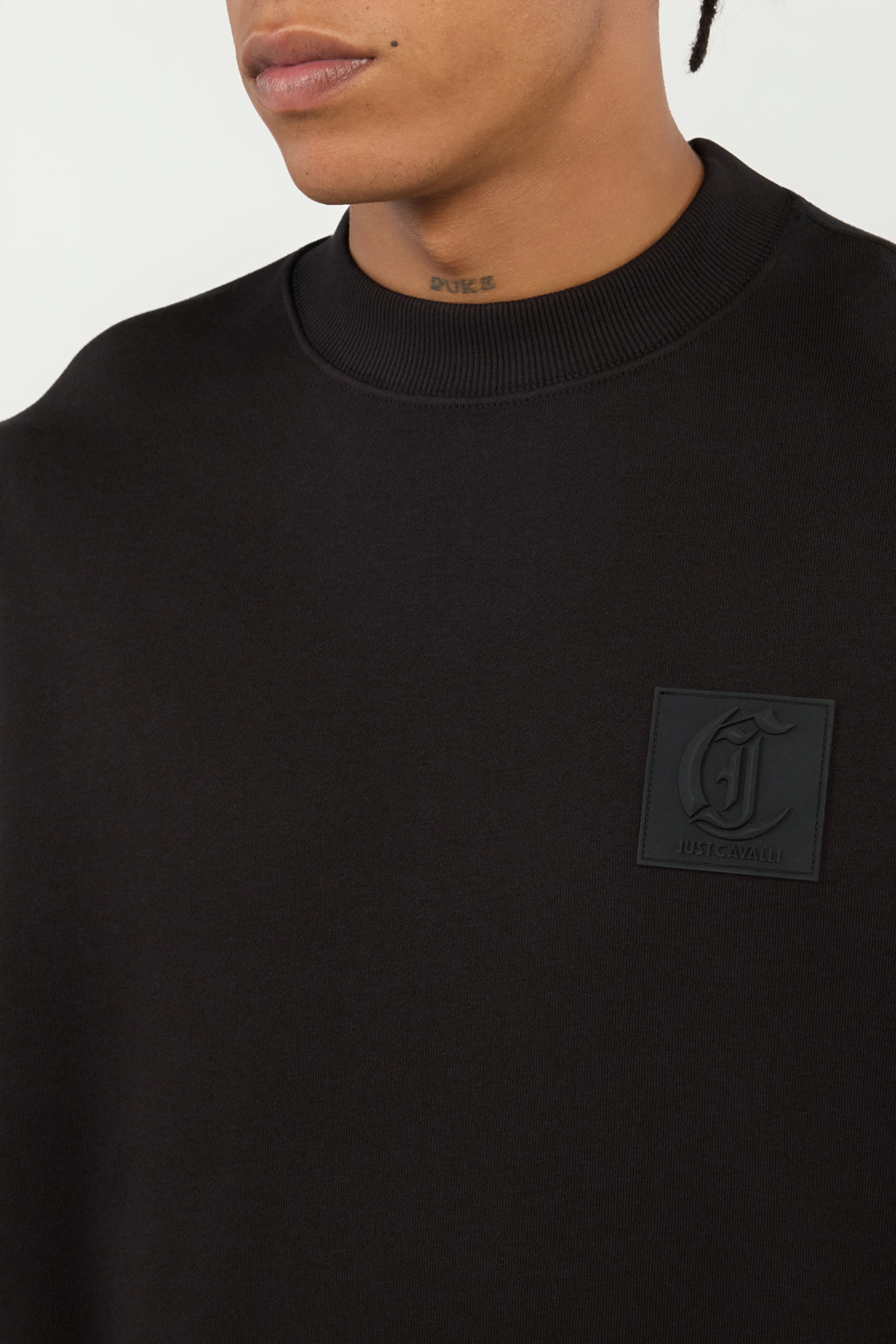 Black Sweatshirt with Tonal Logo Patch