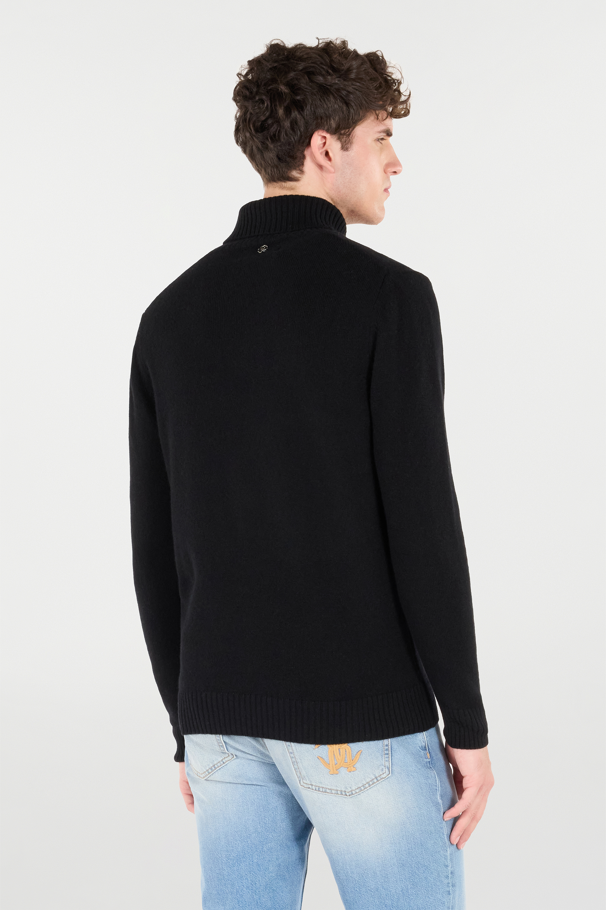Roberto Cavalli High Collar Wool Sweater In Black