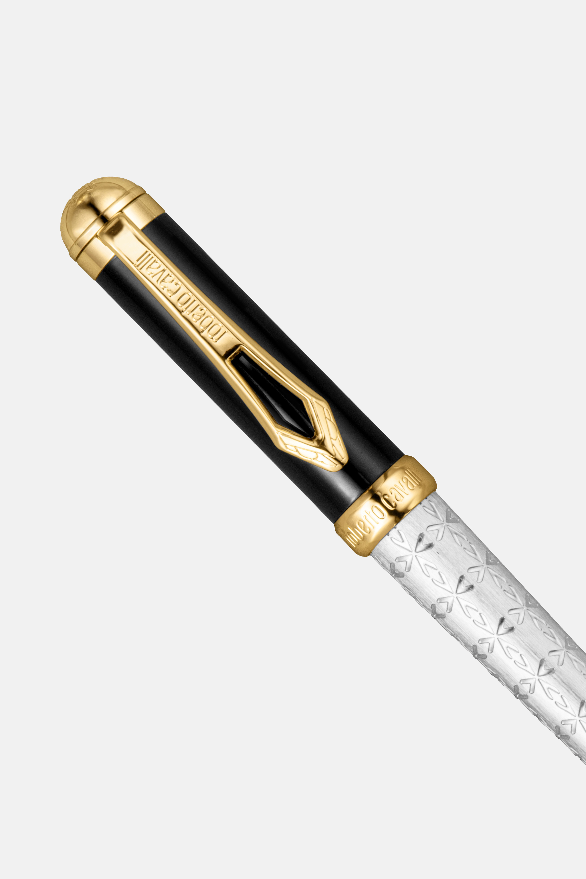  Roberto Cavalli Roberto Cavalli Ballpoint Pen, Two Tone Silver & Gold Color & Black Lacquer -  Pens Silver & Gold Unica 
