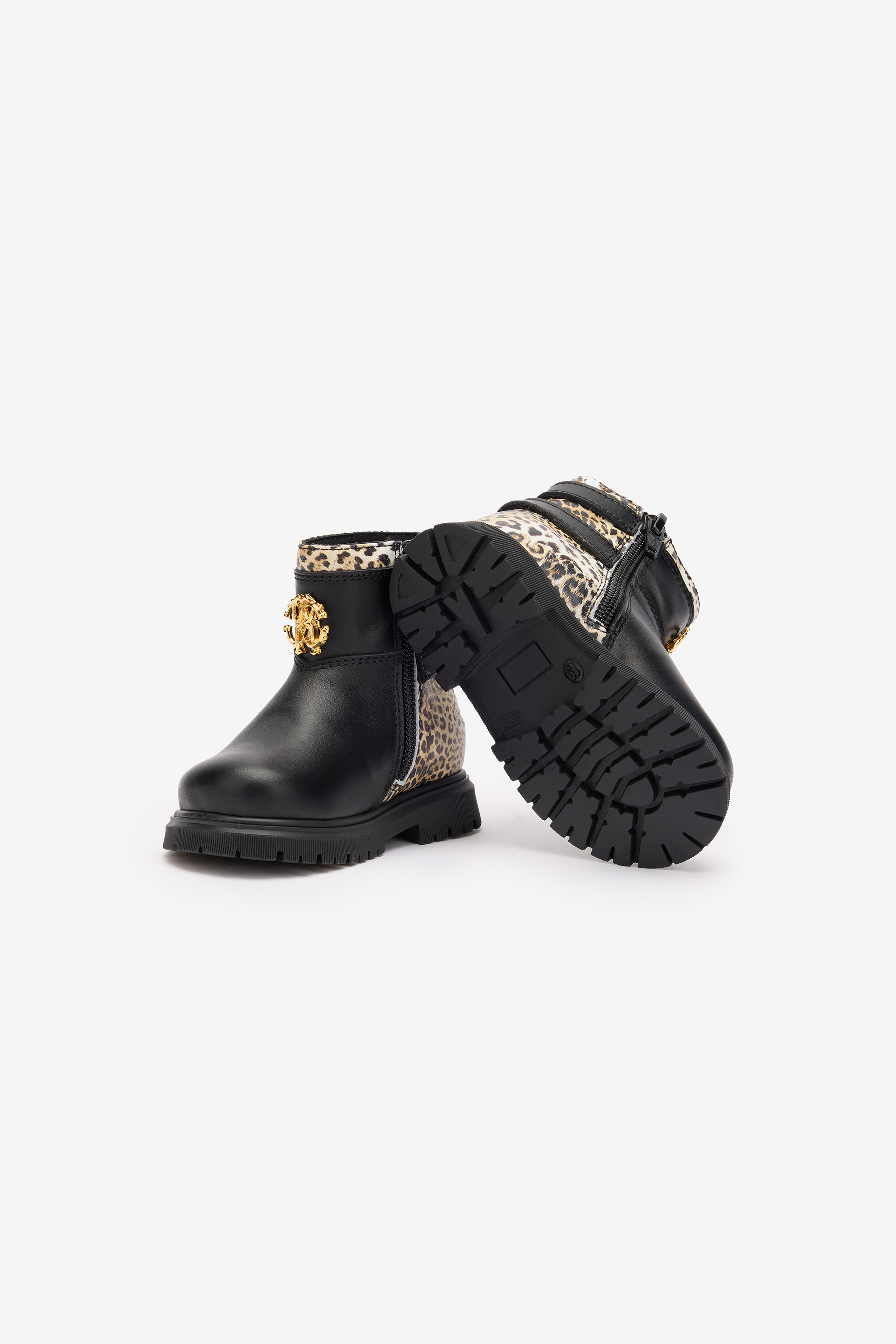 Roberto Cavalli Boots With Buckles And Jaguar Skin Inserts