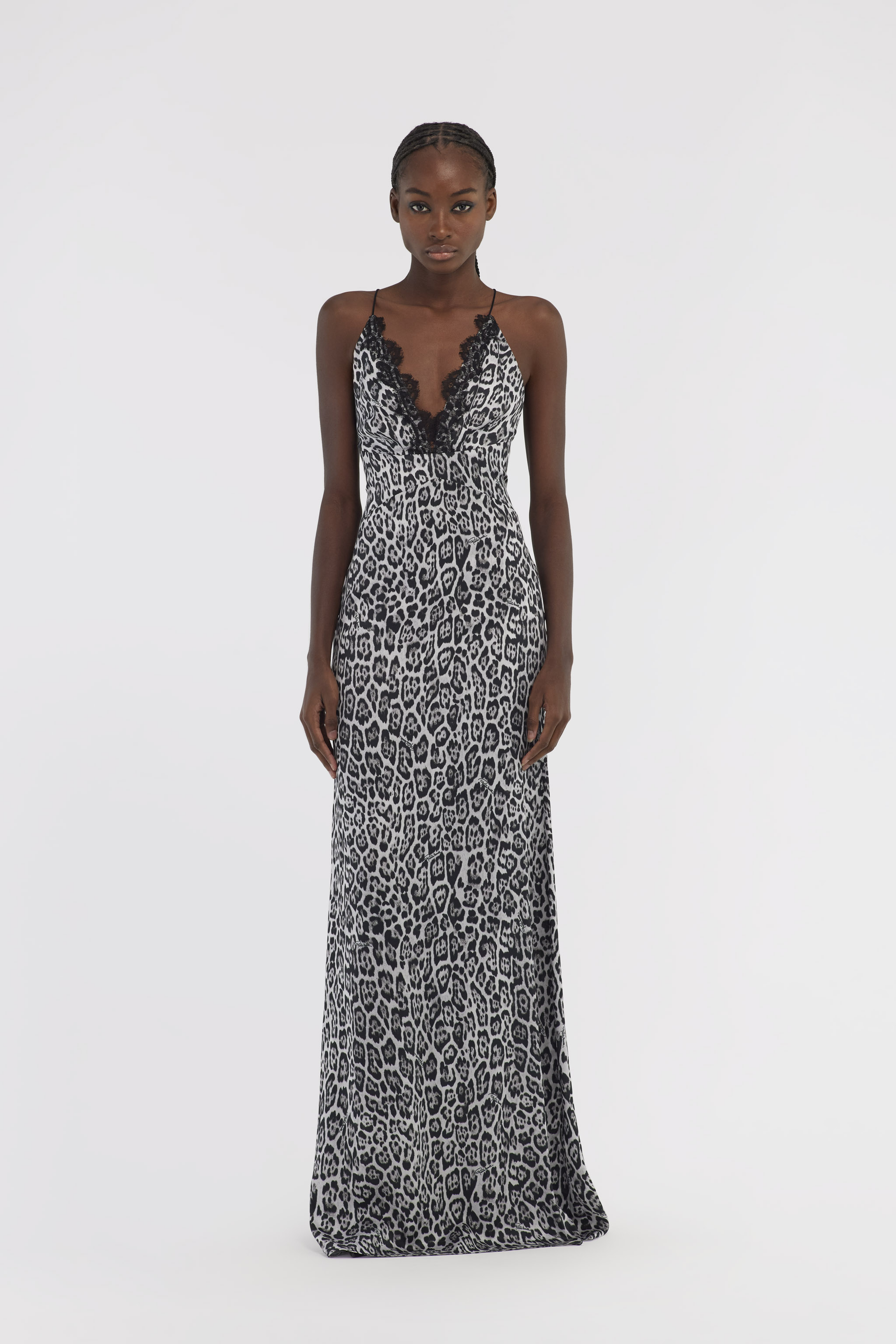 Roberto Cavalli Slip Dress With Leopard Print