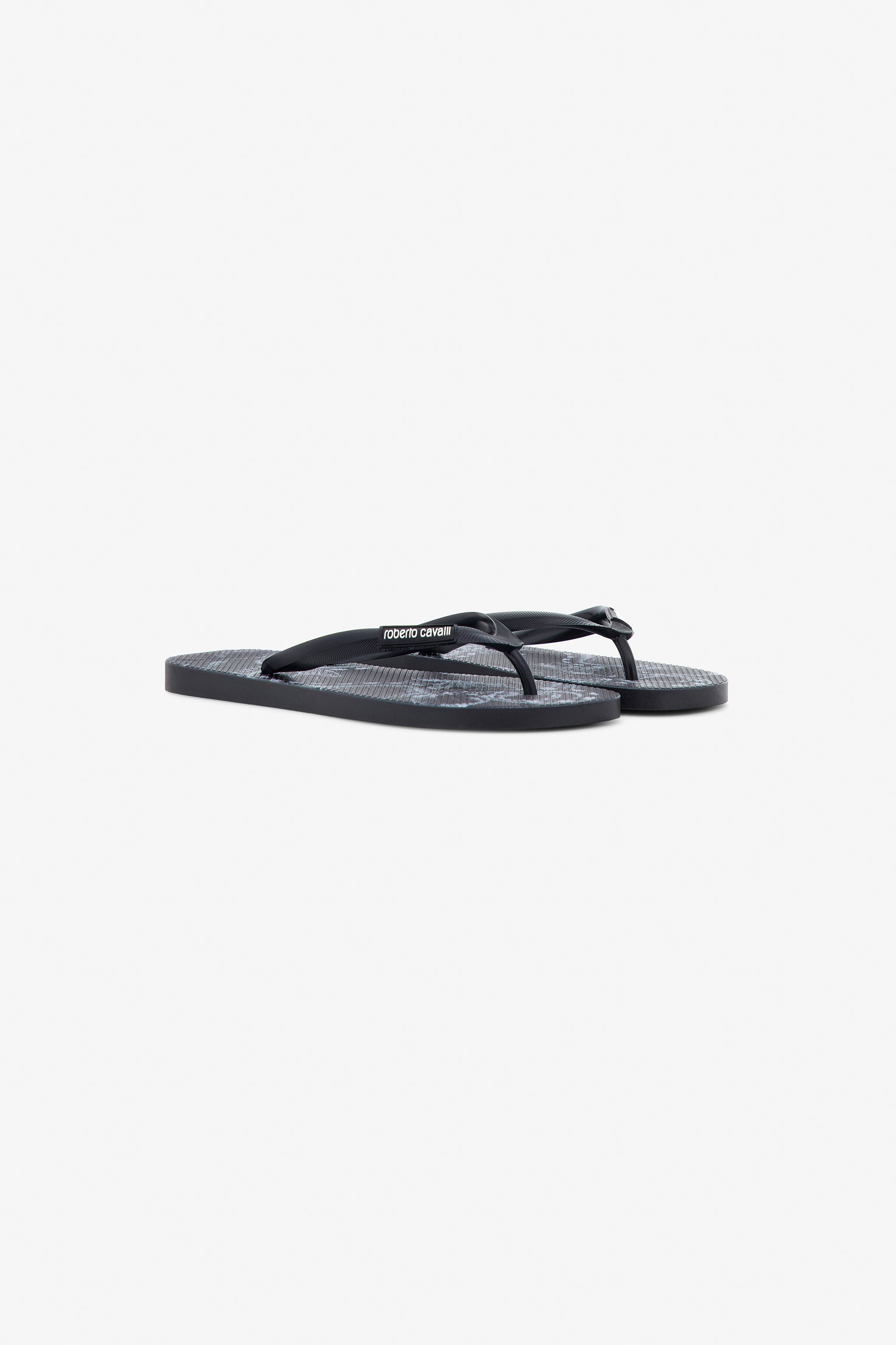 Roberto Cavalli Flip-flops With Logo In Black