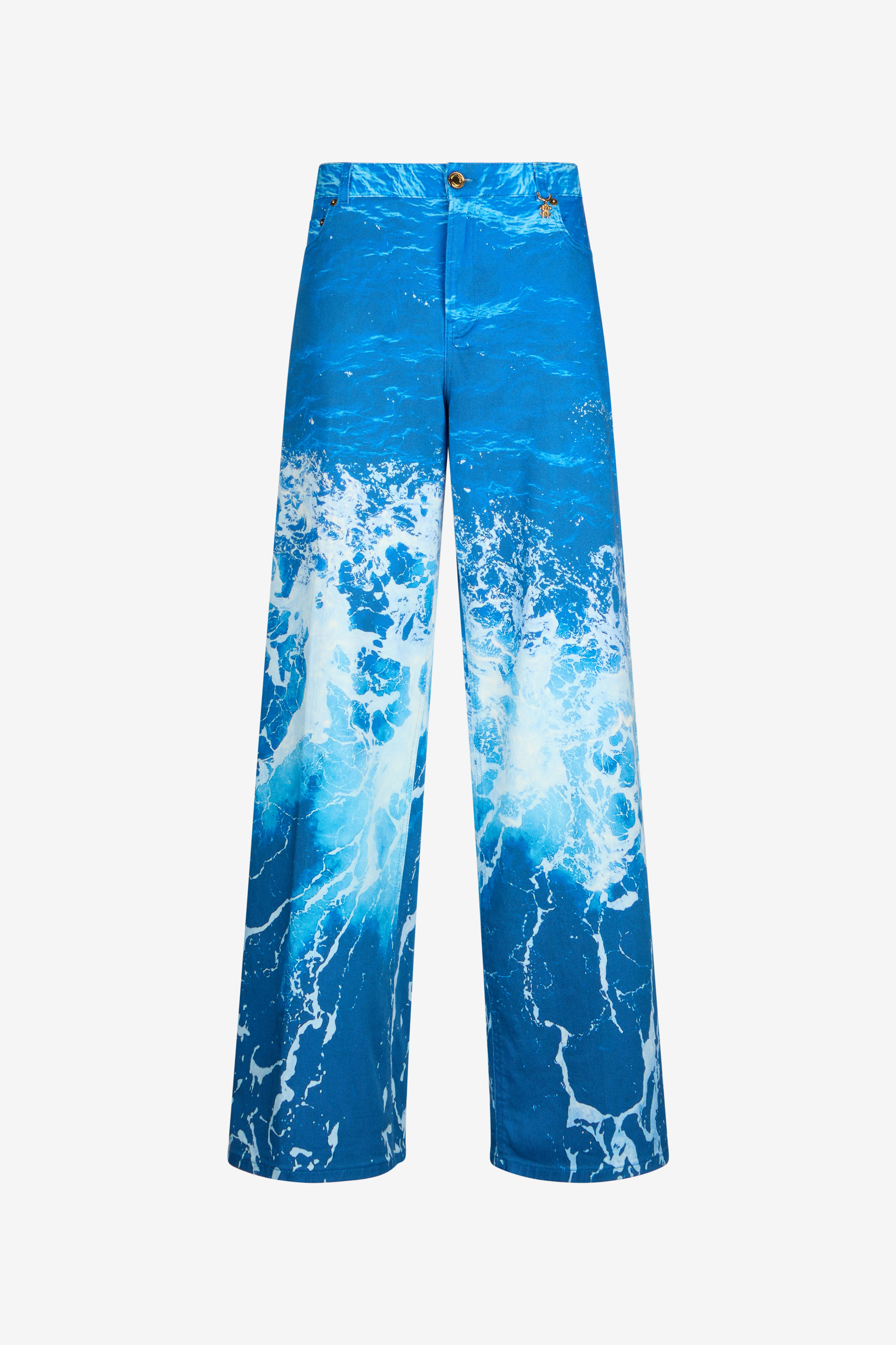 Roberto Cavalli Women's Blue Stretto Di Messina Print Jeans - Ready To Wear