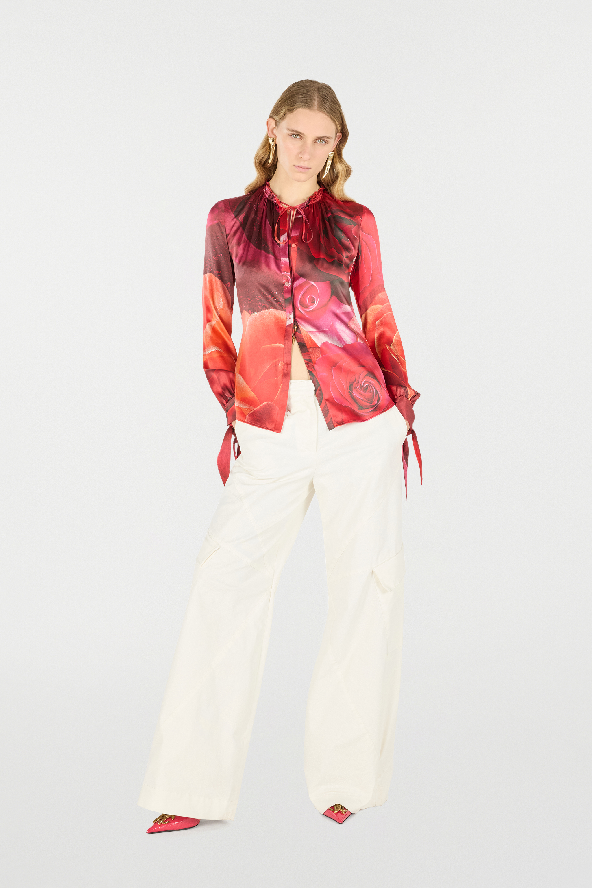 Roberto Cavalli Rose-Print Silk Shirt | Thumbnail 7