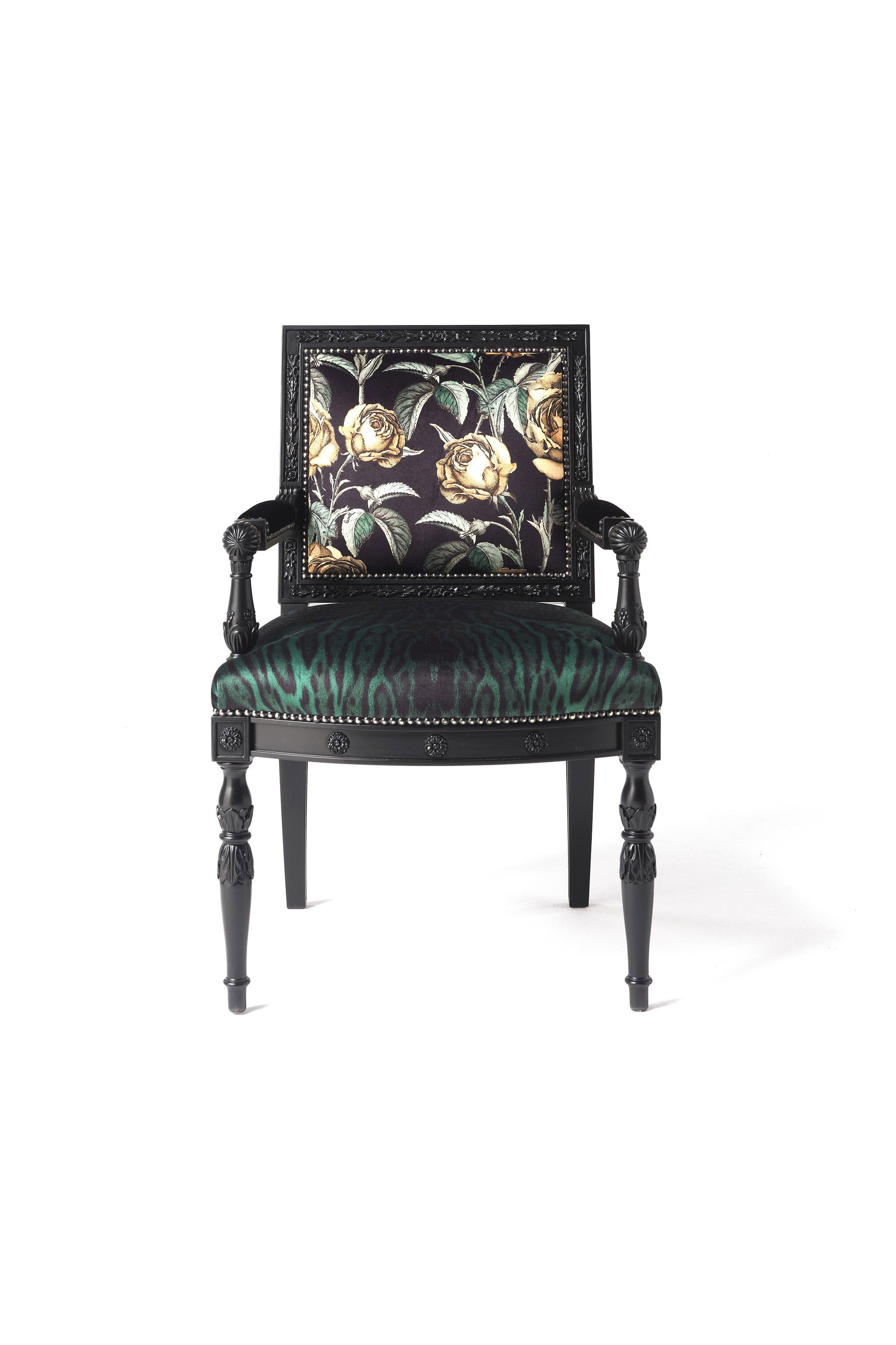 Roberto Cavalli Patchwork-print Armchair In Dark Green