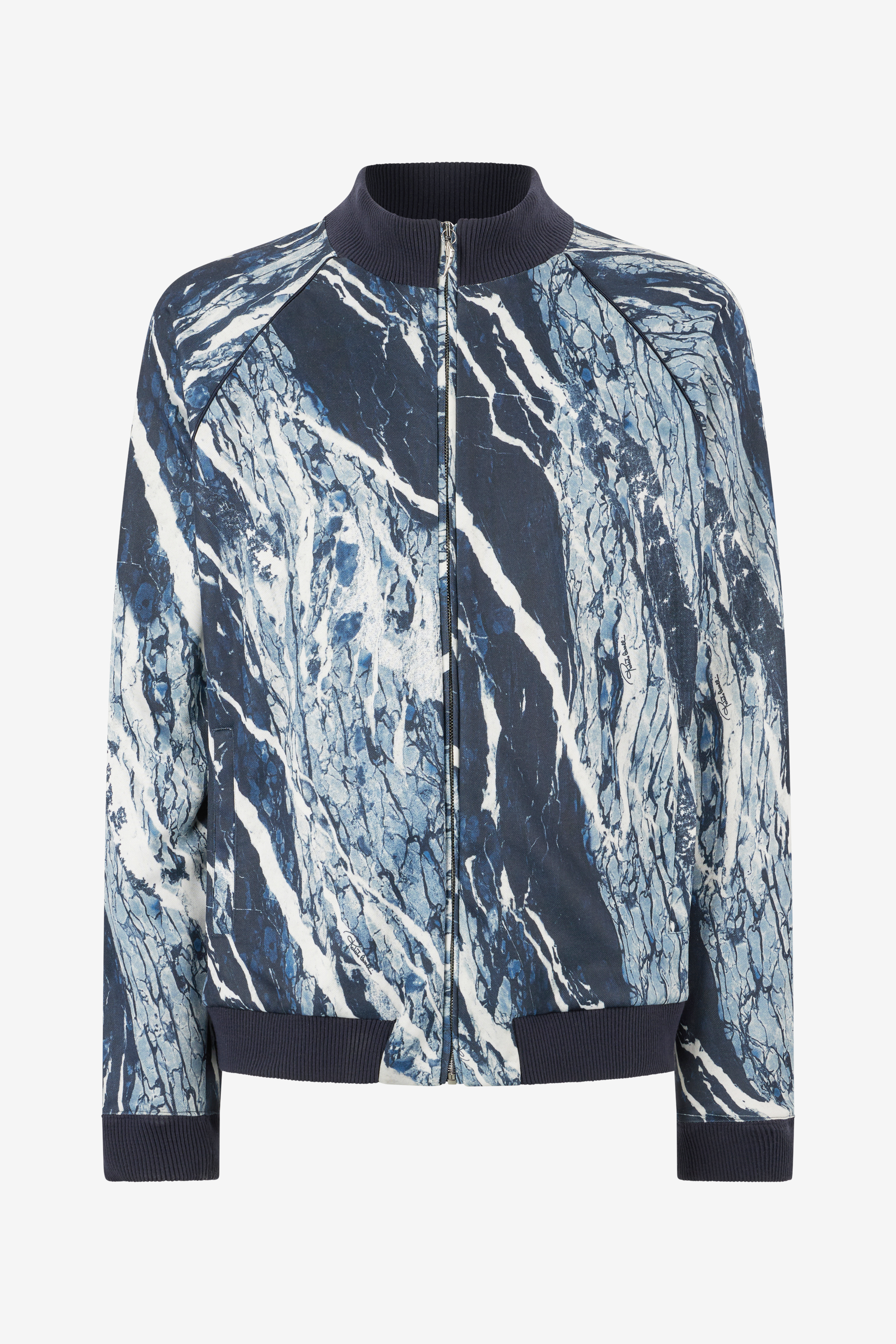 Roberto Cavalli Men's Dark/Blue Sweatshirt With Zip And Rubane Print - Ready To Wear
