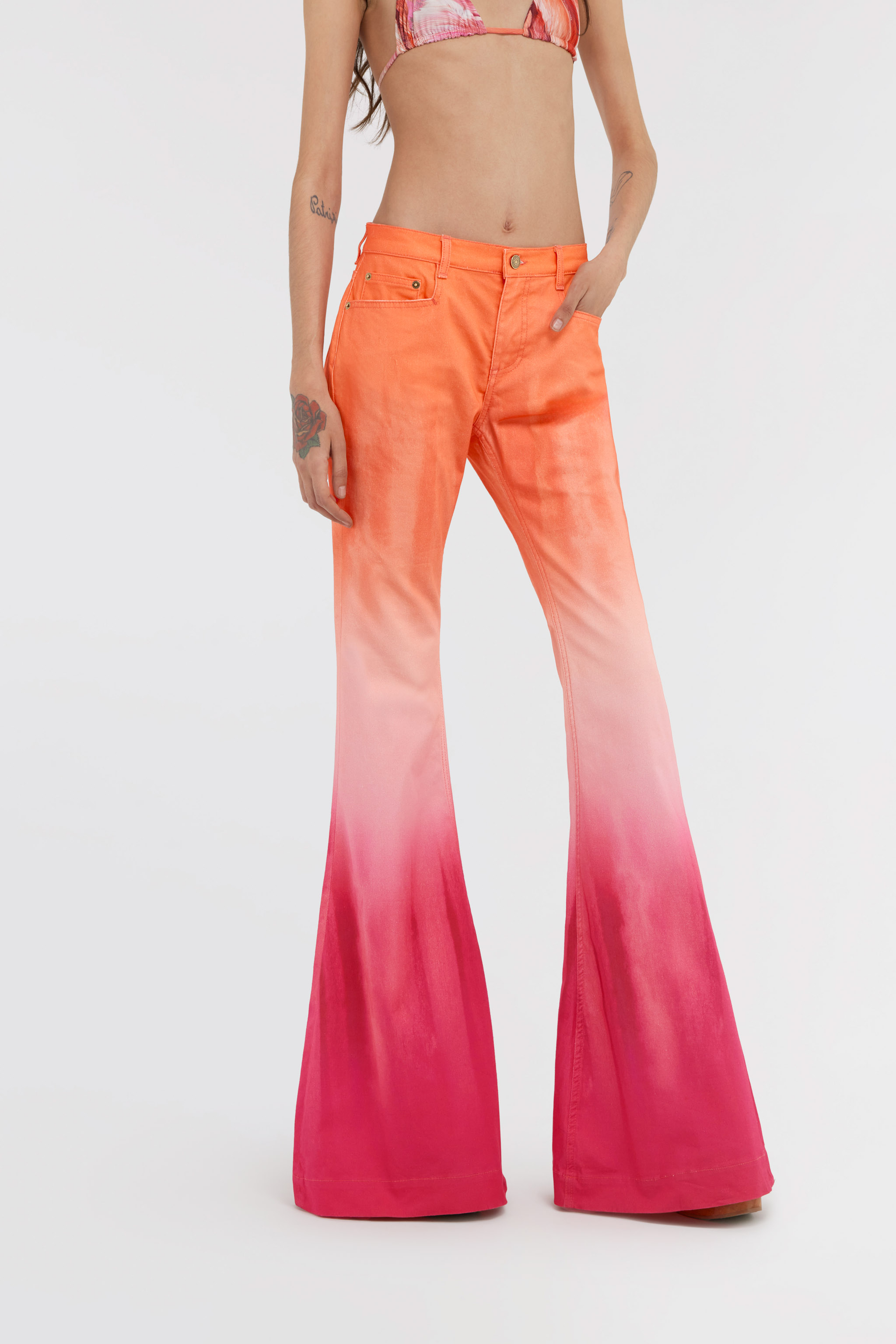 Roberto Cavalli Mid-rise Ombre Flare Jeans In Fuchsia
