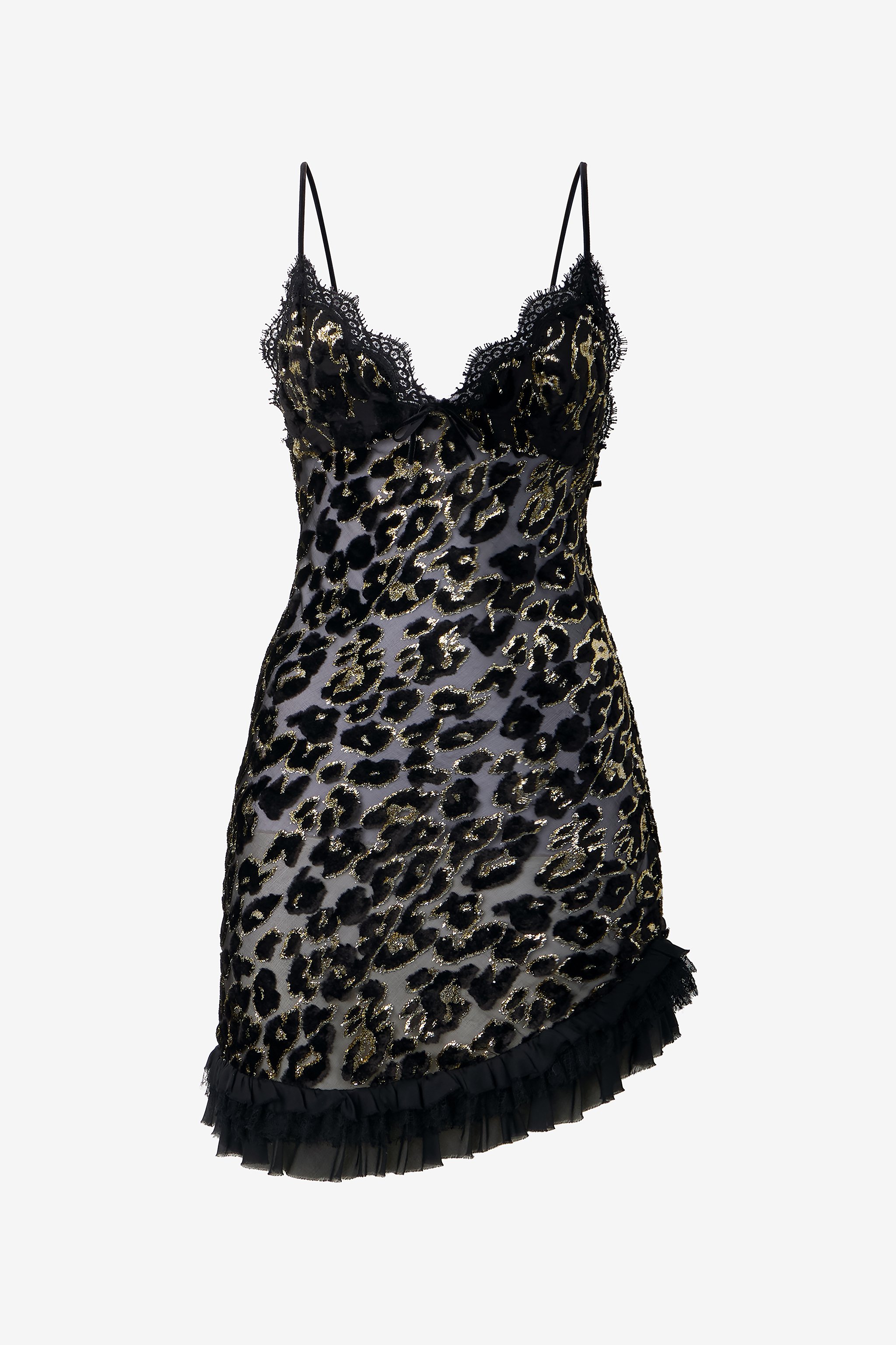 Roberto Cavalli Lace-trimmed Leopard-pattern Mini Dress