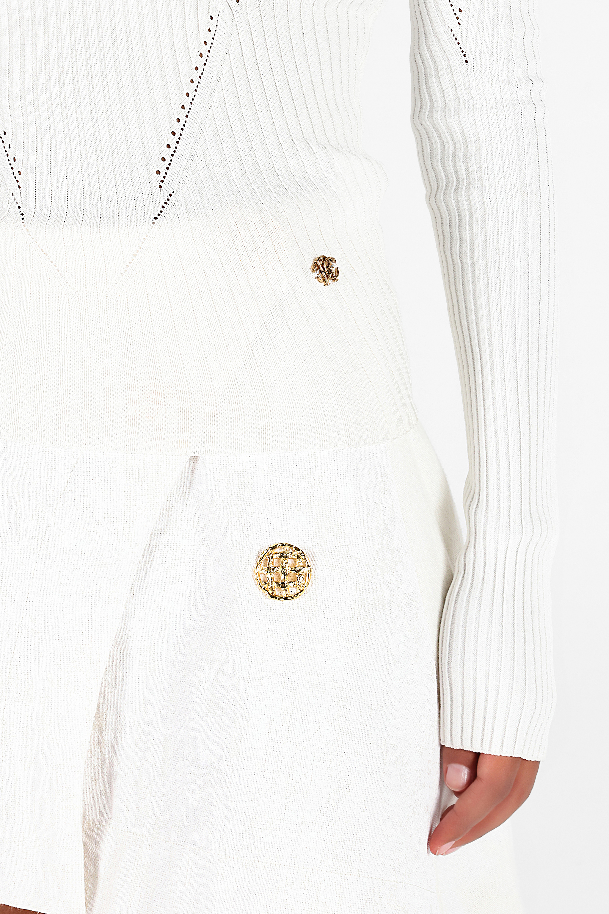 Roberto Cavalli Gerippter Pullover Mit Wall-print In White