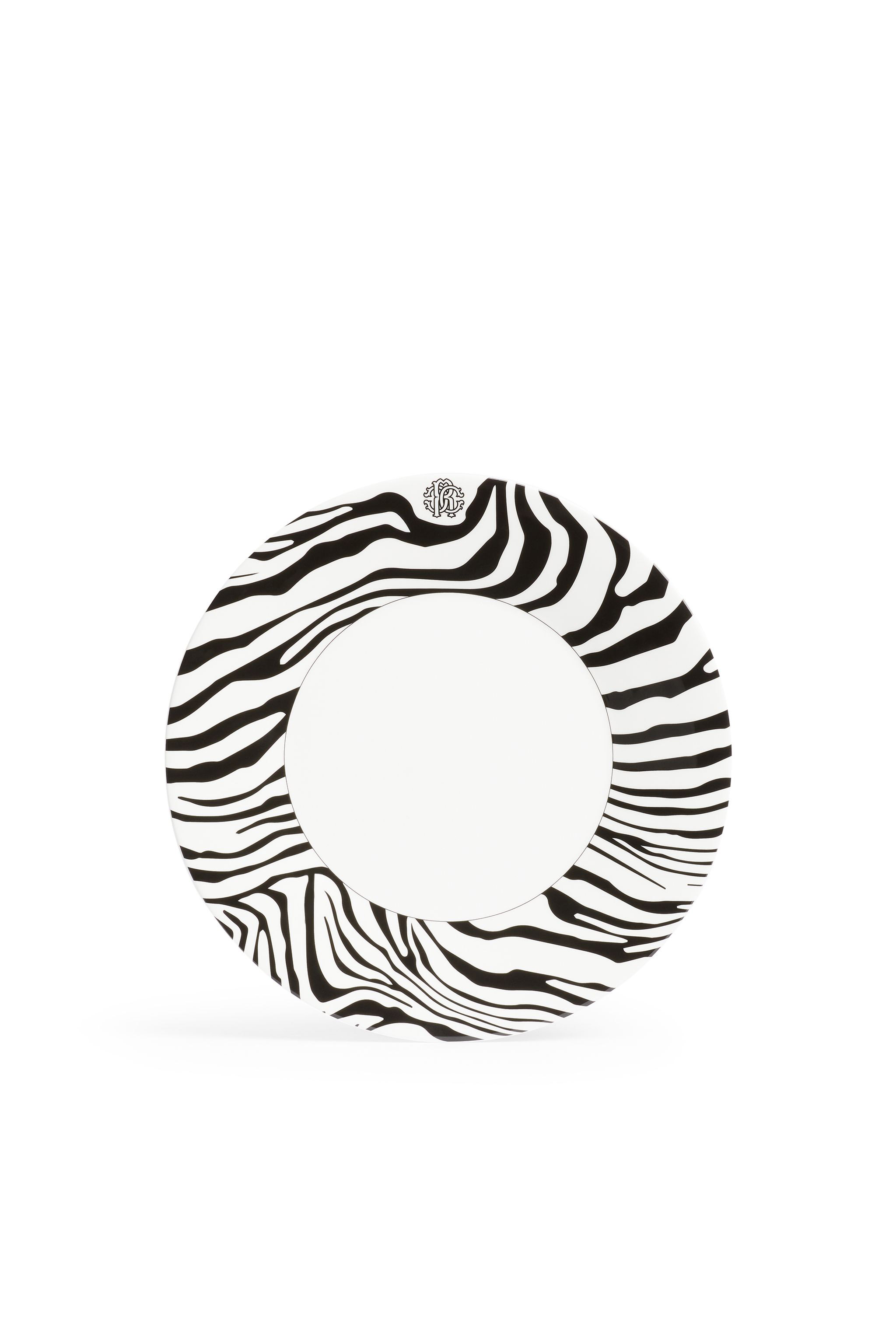 Roberto Cavalli Set Of 6 Zebra Flat Plates In Black/white