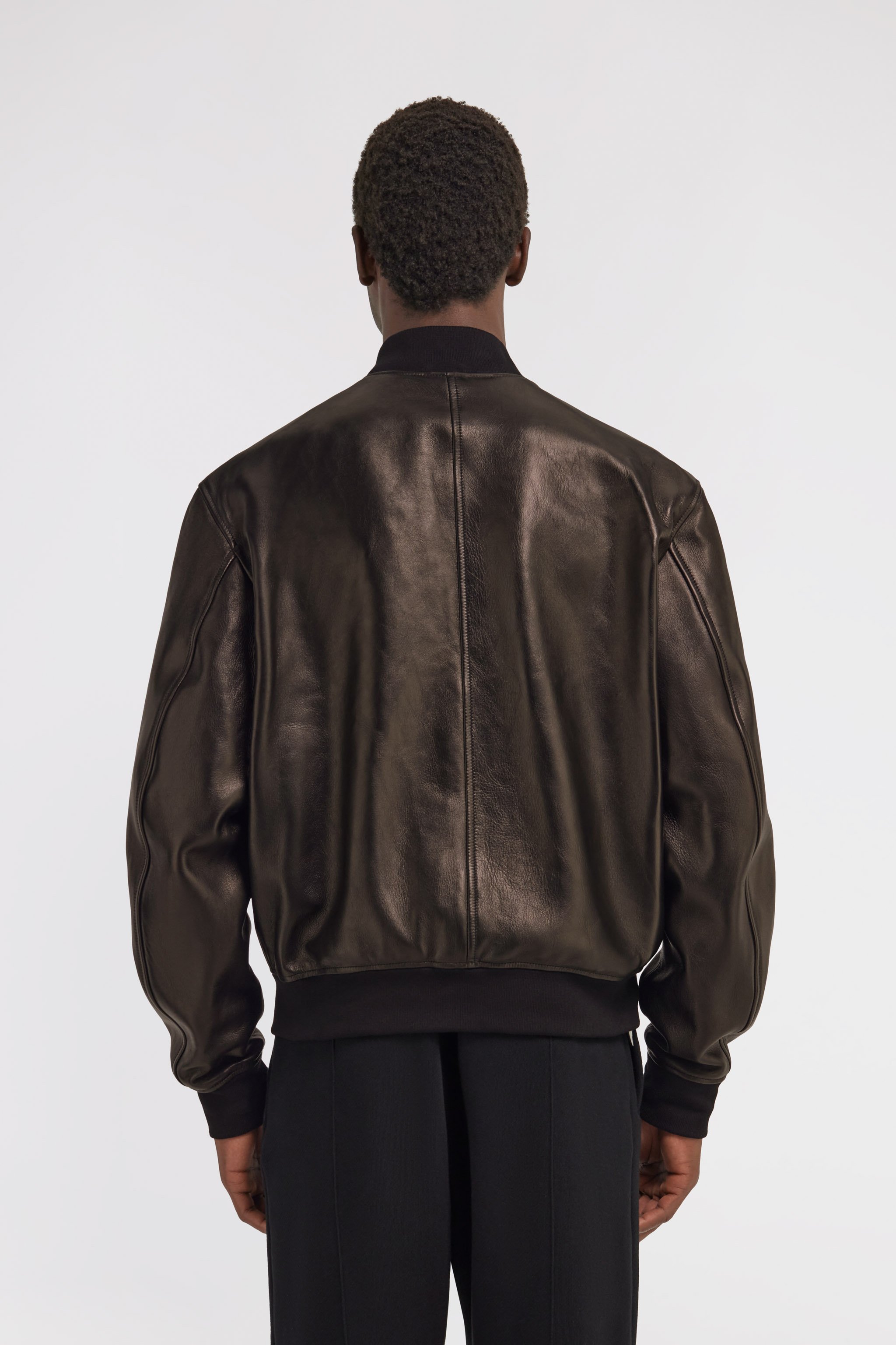 Leather bomber jacket