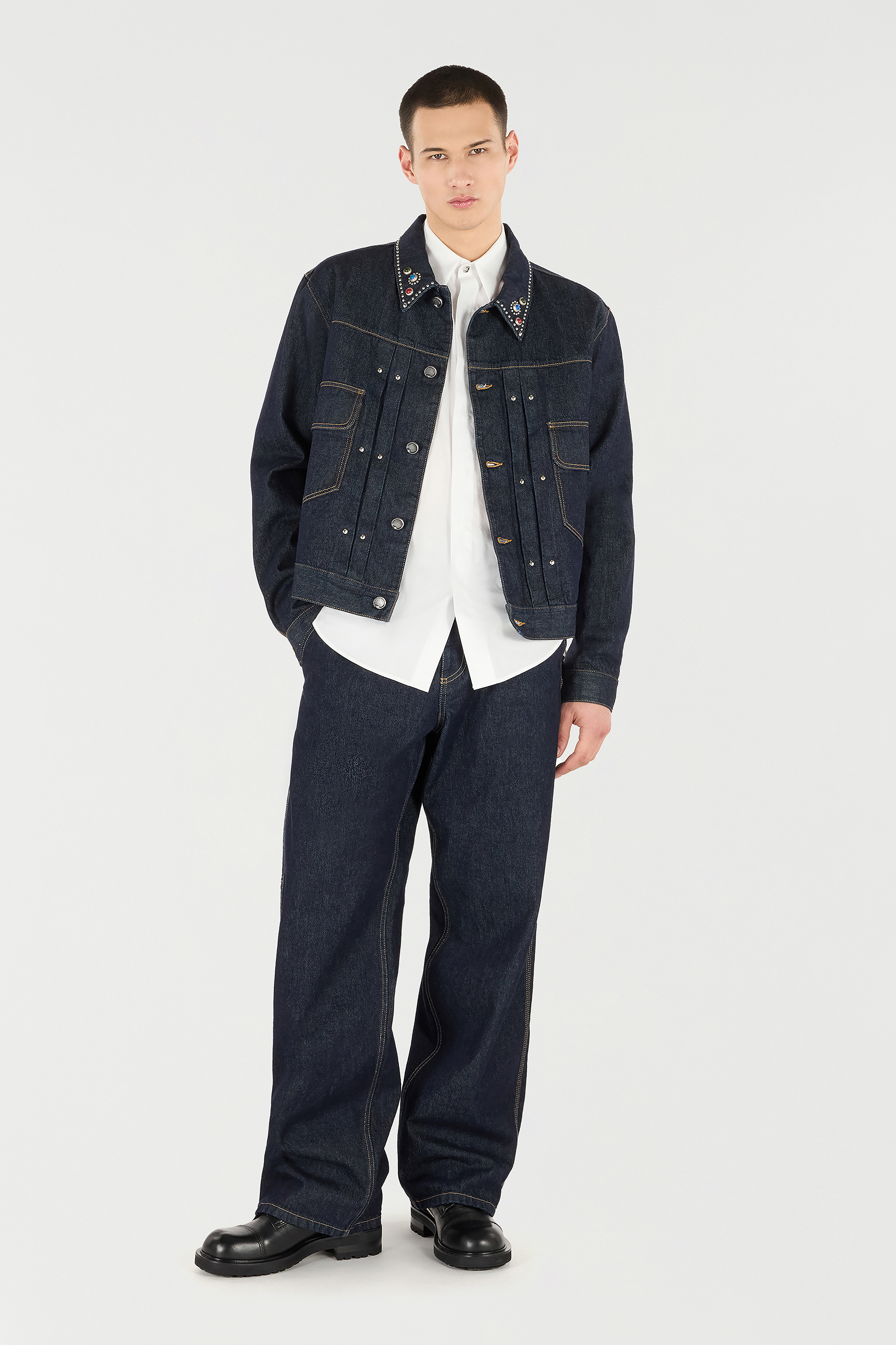 Roberto Cavalli Wide-leg Jeans With Rc Monogram In Blue