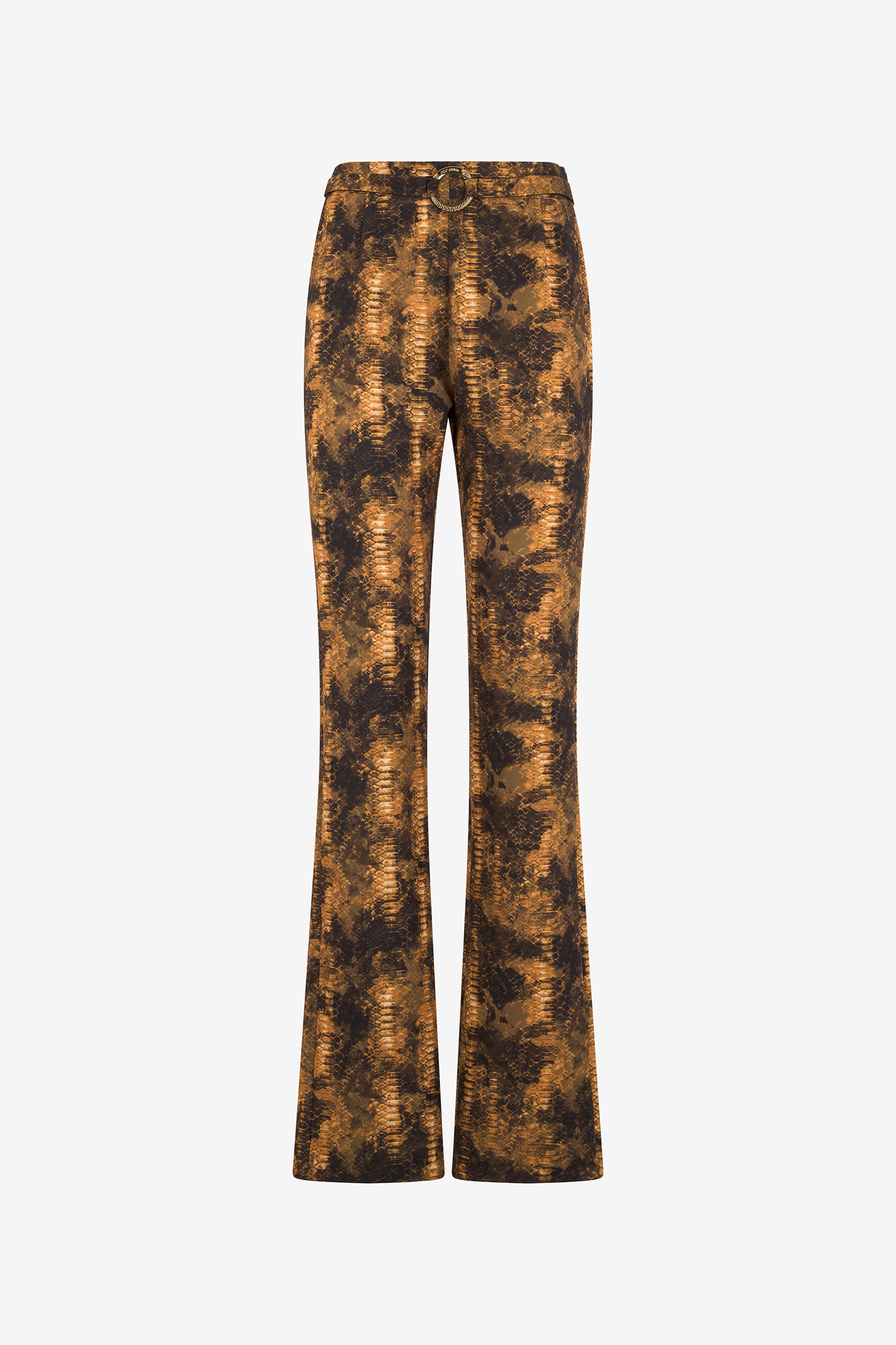 Roberto Cavalli Cobra Print Trousers In Brown
